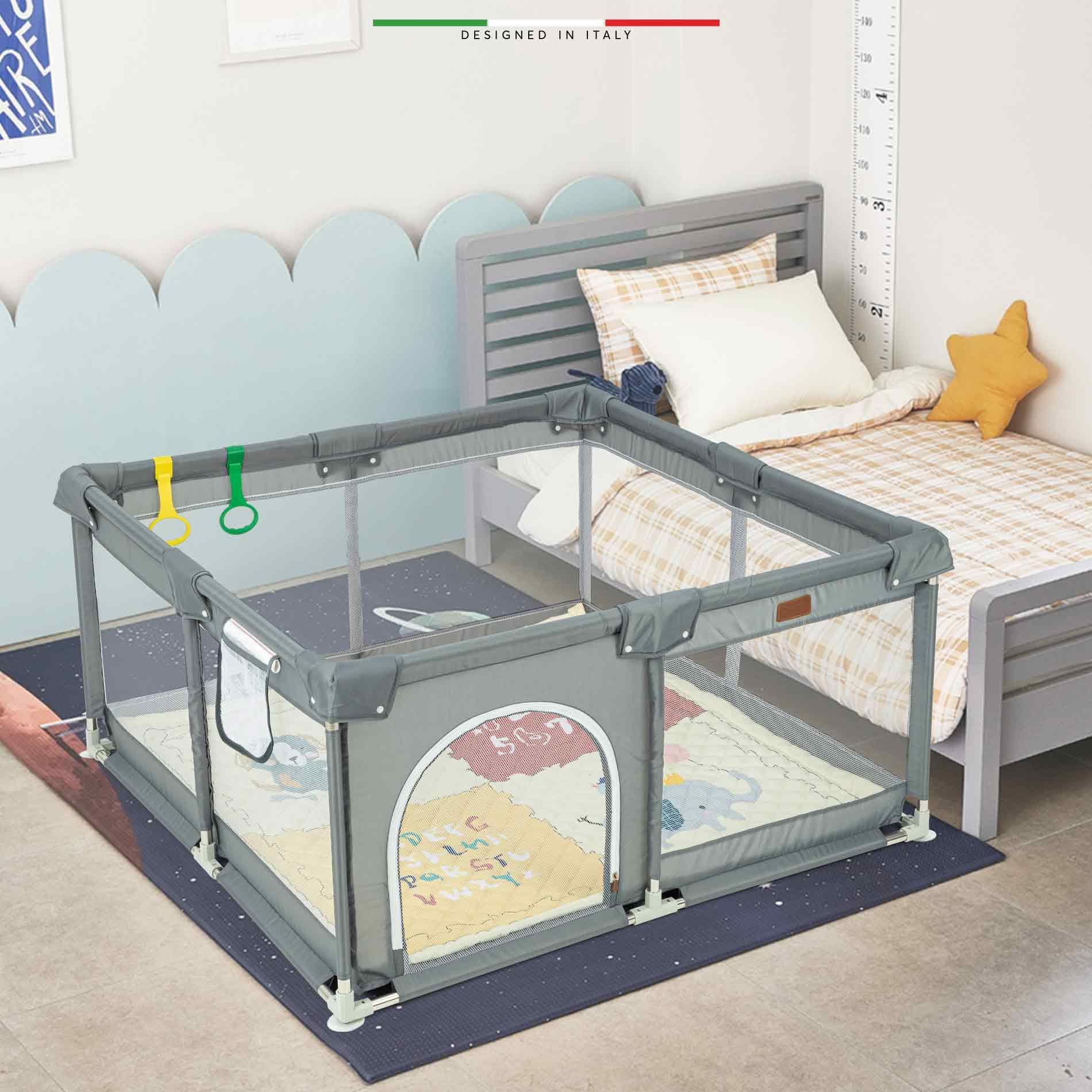 Elele Parma 2in1 Oyun Parkı Oyun Alanı ve Oyun Matı Halısı 125x125 cm Koyu Gri