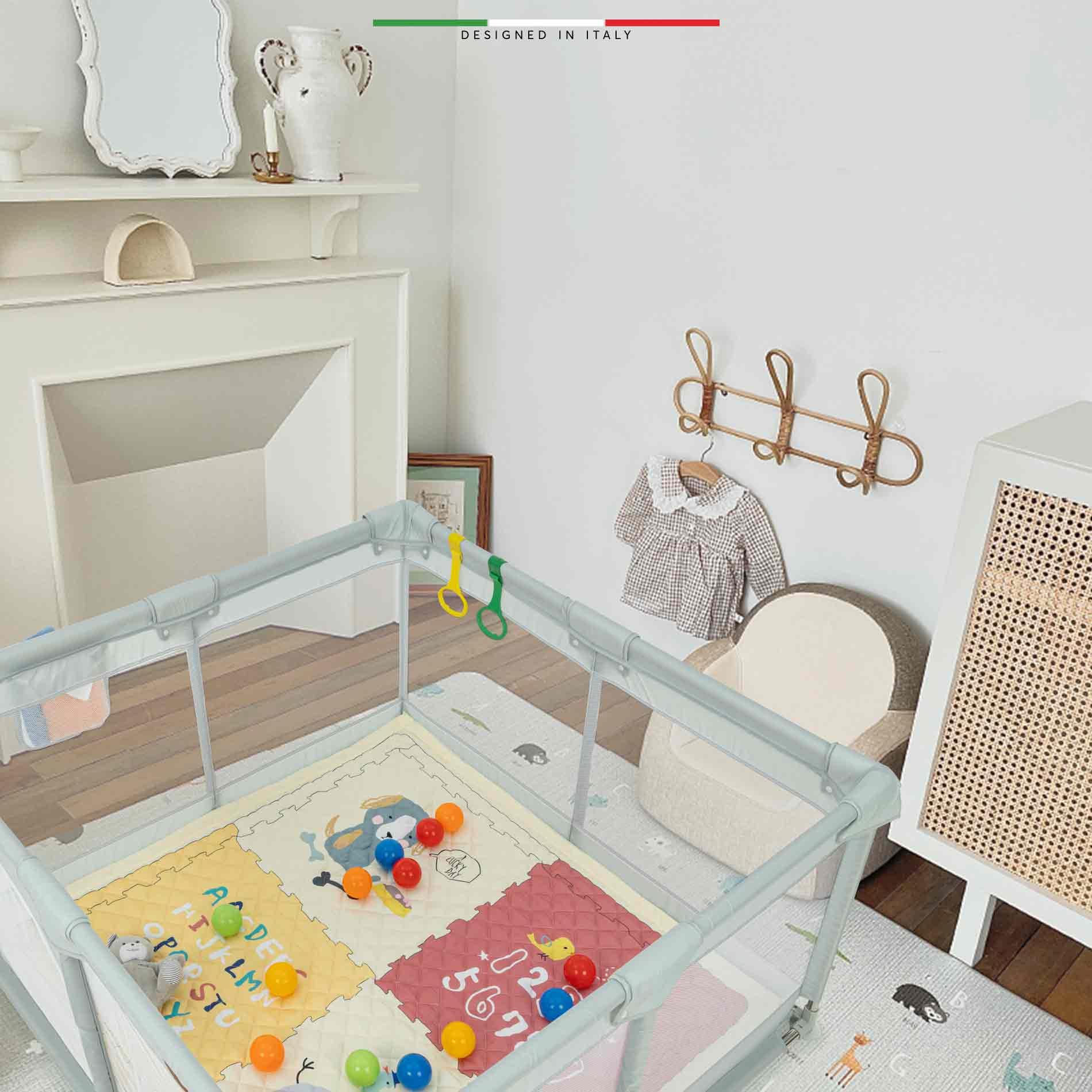 Elele Parma 2in1 Oyun Parkı Oyun Alanı ve Oyun Matı Halısı 125x125 cm Koyu Gri