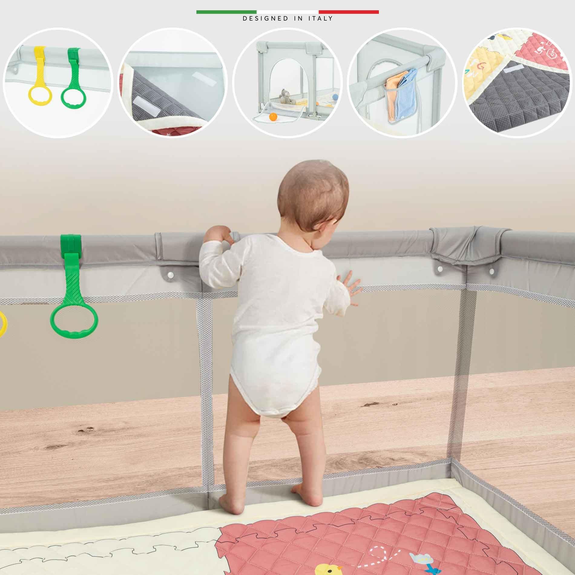 Elele Parma 2in1 Oyun Parkı Oyun Alanı ve Oyun Matı Halısı 125x125 cm Koyu Gri