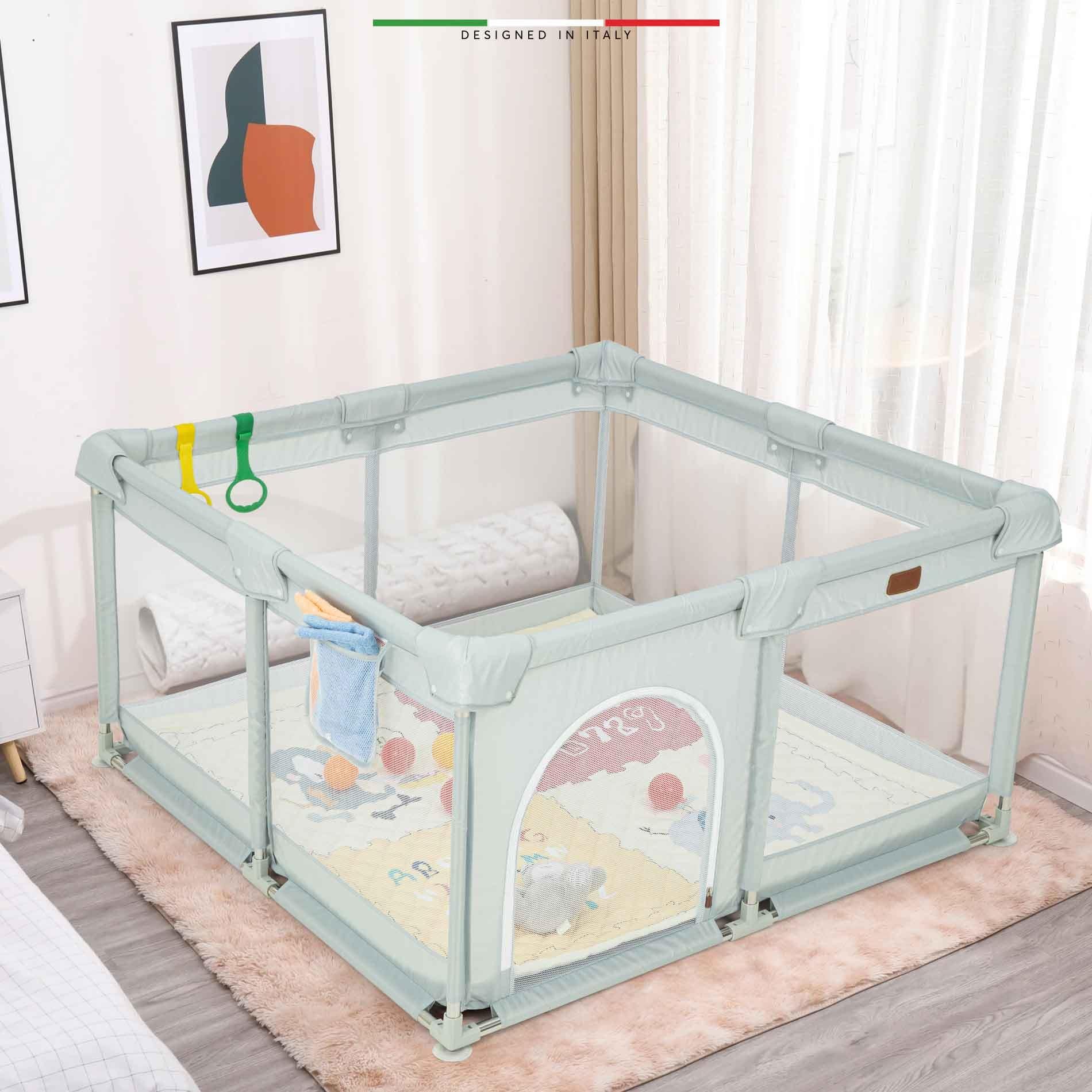 Elele Parma 2in1 Oyun Parkı Oyun Alanı ve Oyun Matı Halısı 125x125 cm Mint