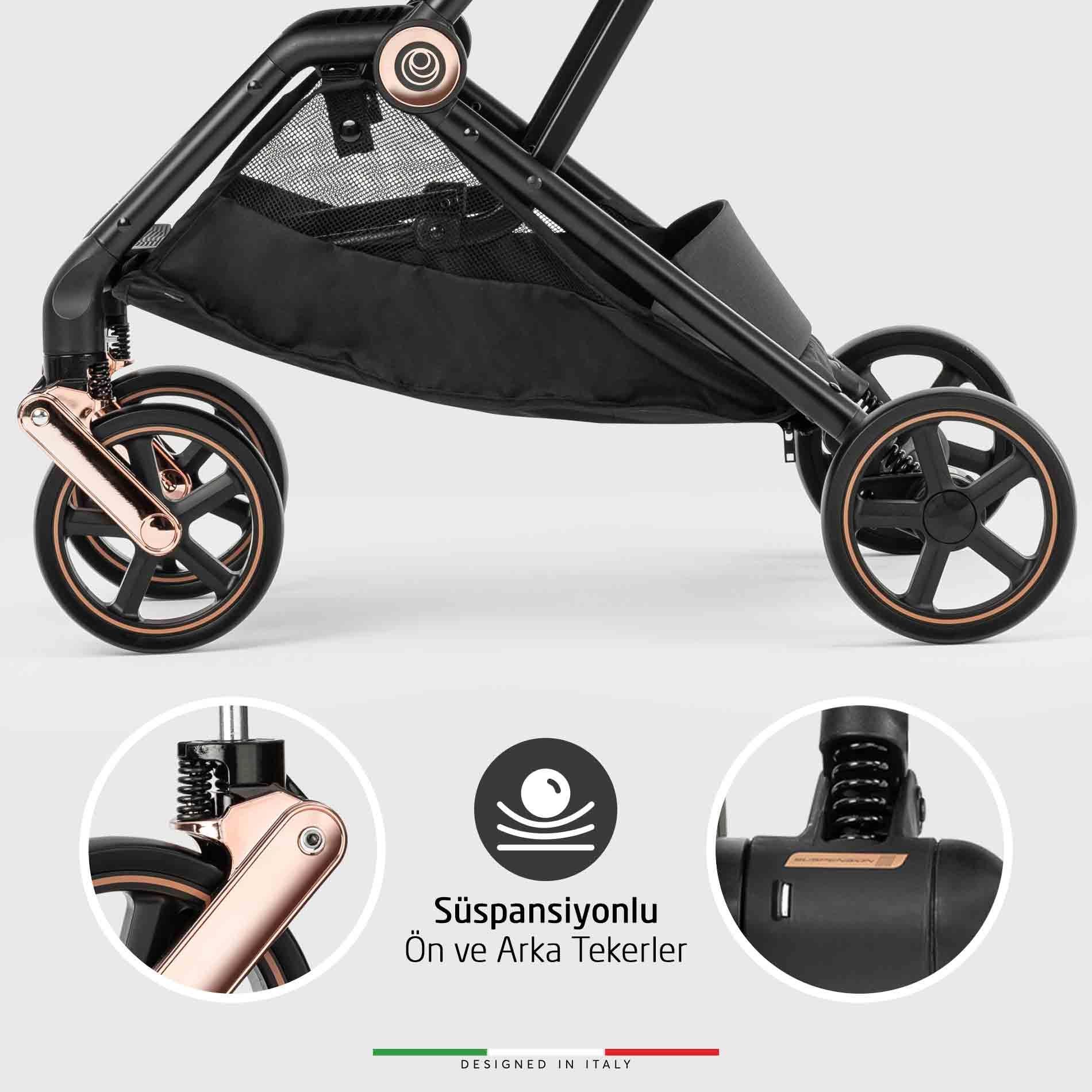 Elele Plane 2 Kabin Tipi Travel Sistem Bebek Arabası Rose Gri-Siyah