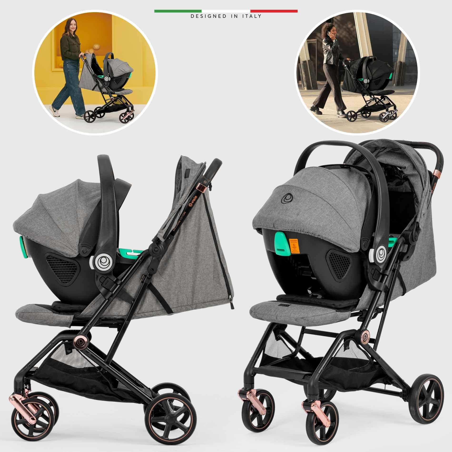 Elele Plane 2 Kabin Tipi Travel Sistem Bebek Arabası Rose Gri-Siyah