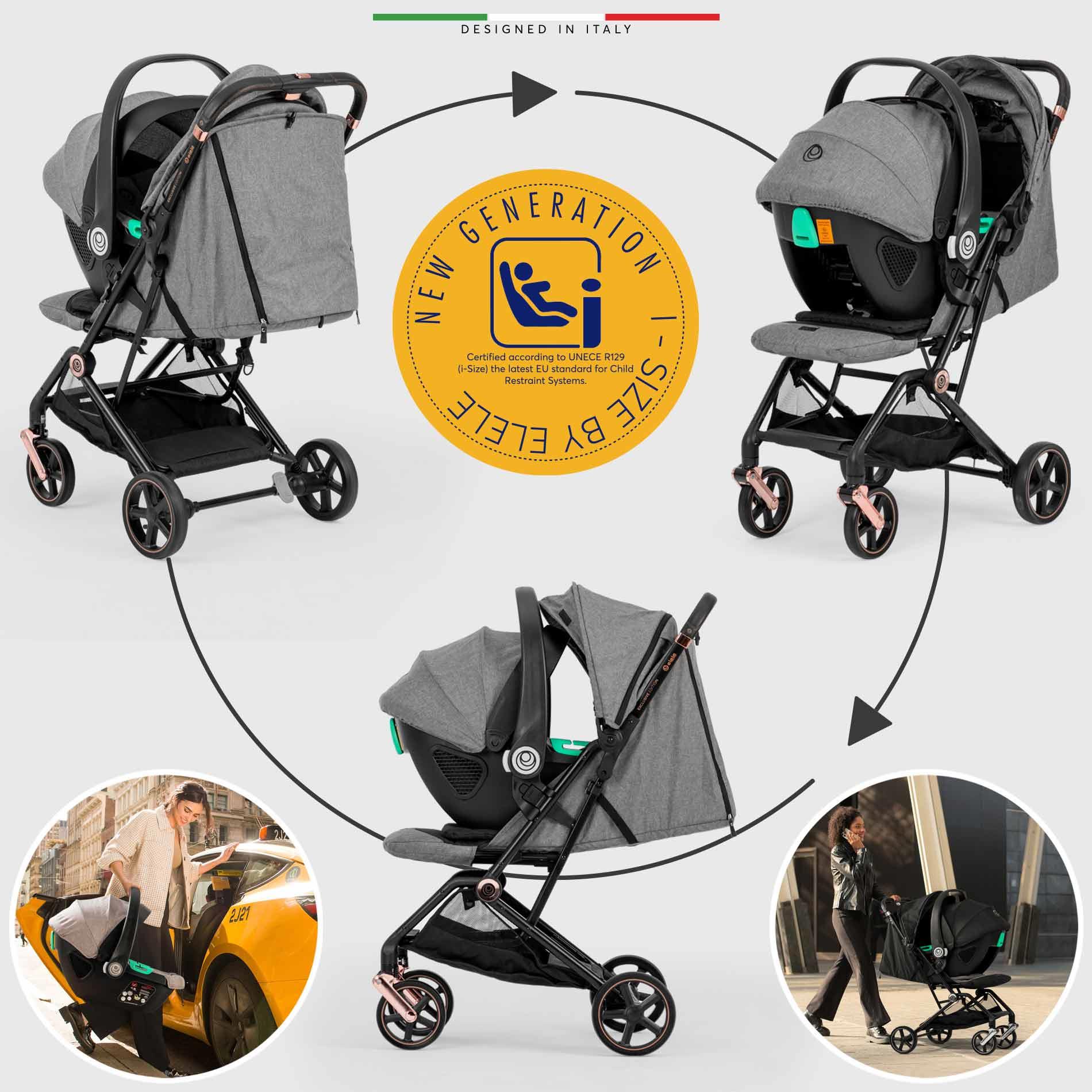 Elele Plane 2 Kabin Tipi Travel Sistem Bebek Arabası Rose Gri-Siyah