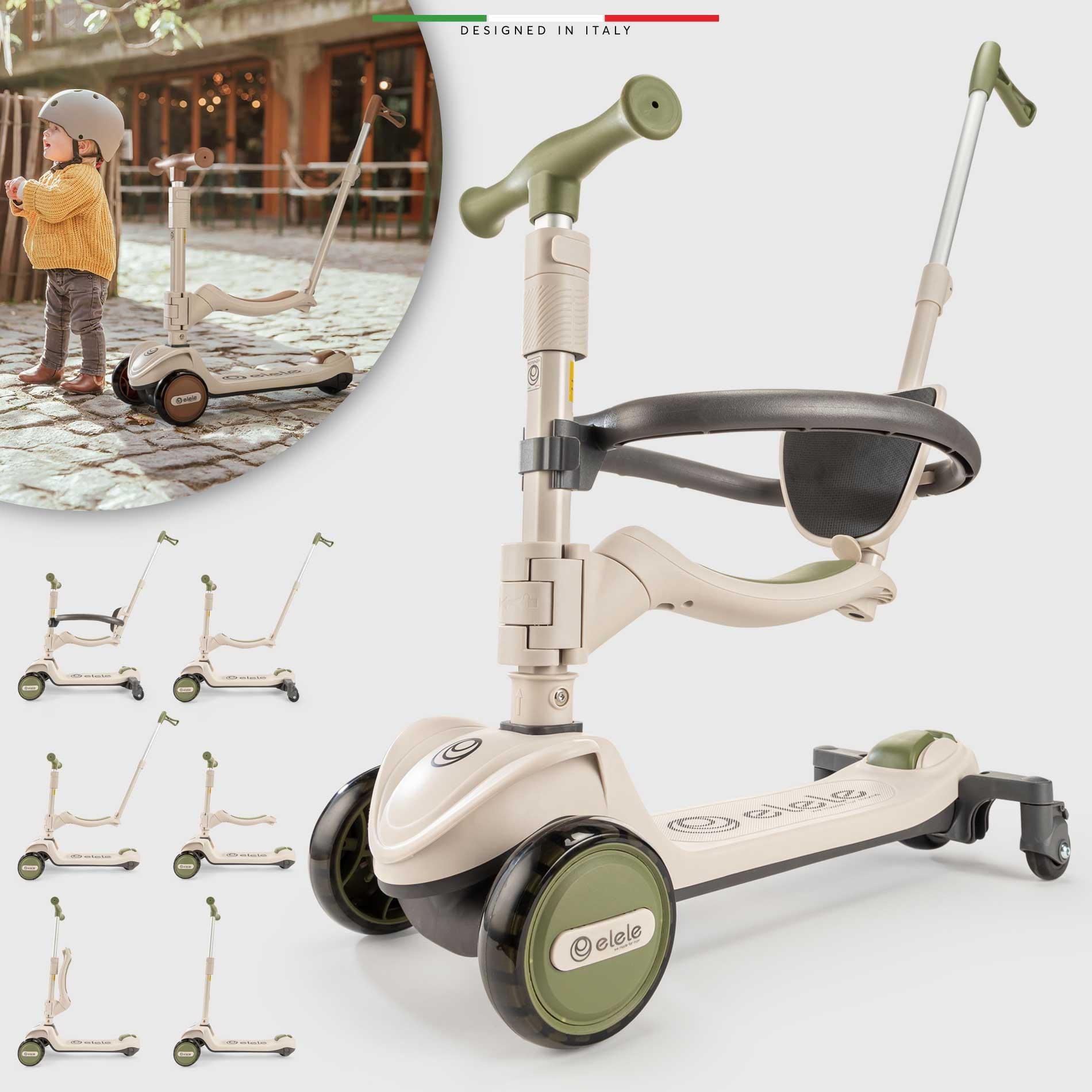 Elele Potenza 4in1 Ebeveyn Kontrollü 5 Tekerlekli Çocuk Scooter Işıklı Oturaklı Yeşil