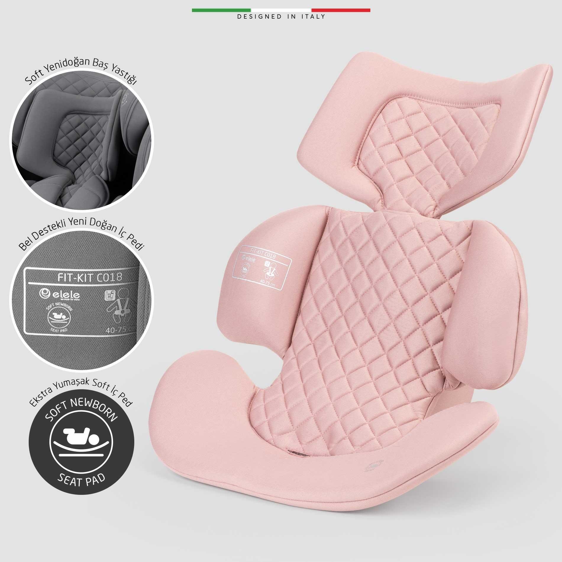 Elele RitornoFix 360° Dönen I-Size Oto Koltuğu İsoFix 40-150 CM 0-36 KG Pudra
