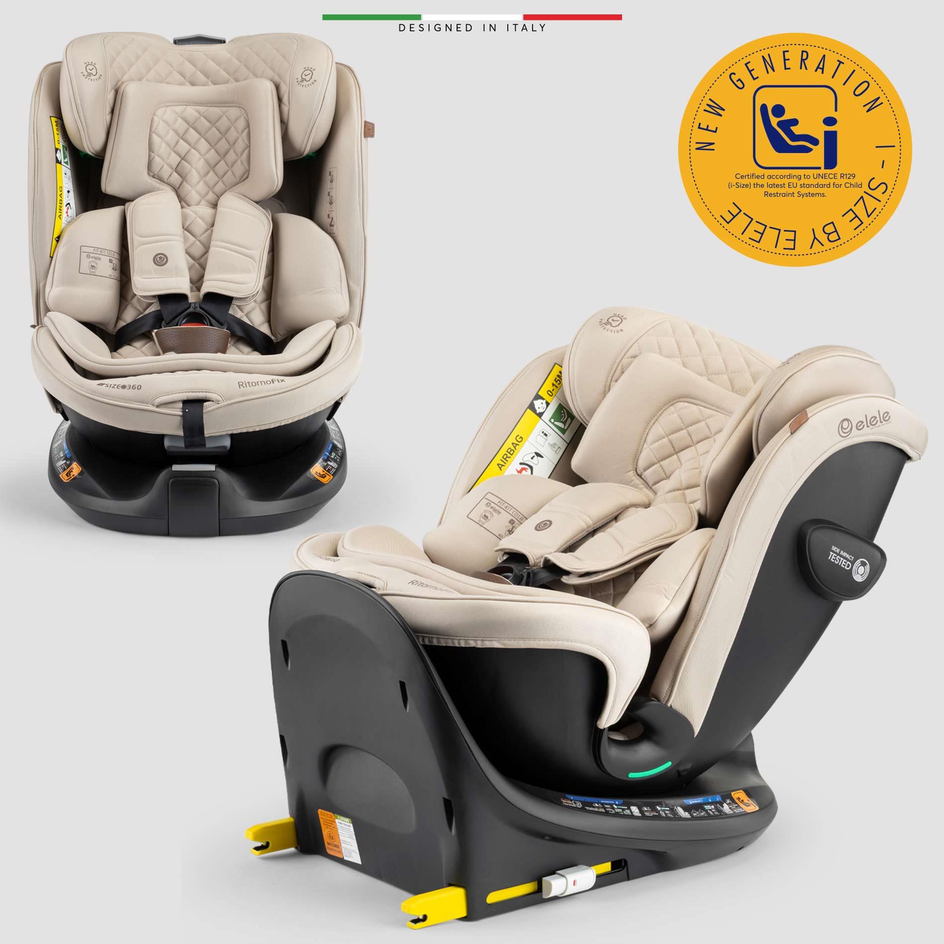 Elele RitornoFix 360° Dönen I-Size Oto Koltuğu İsoFix 40-150 CM 0-36 KG Bej