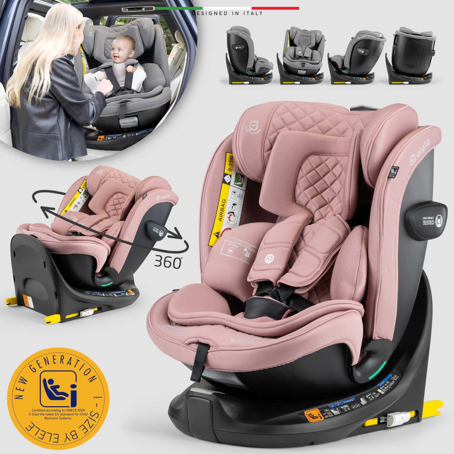 Elele RitornoFix 360° Dönen I-Size Oto Koltuğu İsoFix 40-150 CM 0-36 KG Pudra