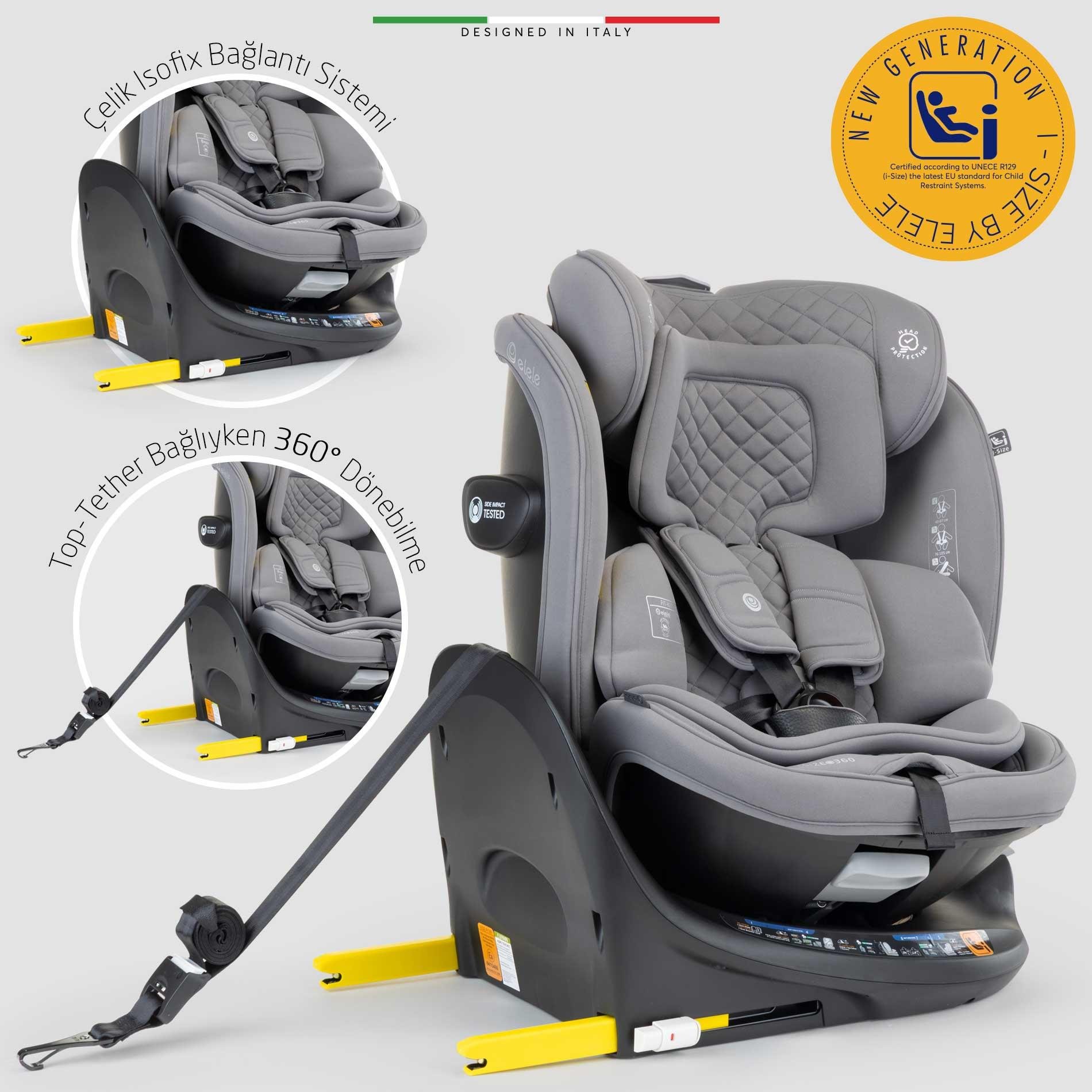 Elele RitornoFix 360° Dönen I-Size Oto Koltuğu İsoFix 40-150 CM 0-36 KG Bej