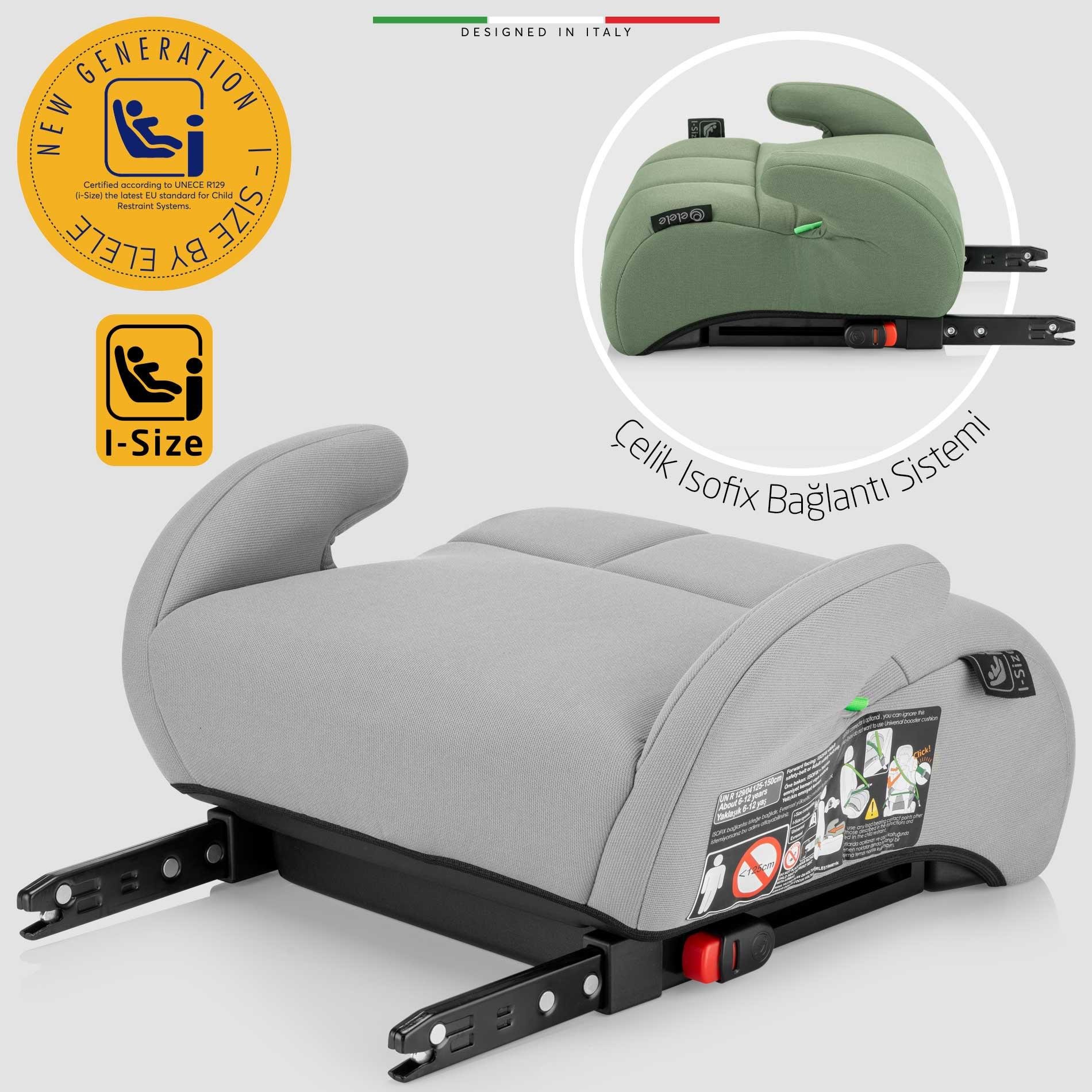 Elele RobustoFix I-Size Yükseltici Oto Koltuğu İsoFix 125-150 CM 15-36 KG Yeşil