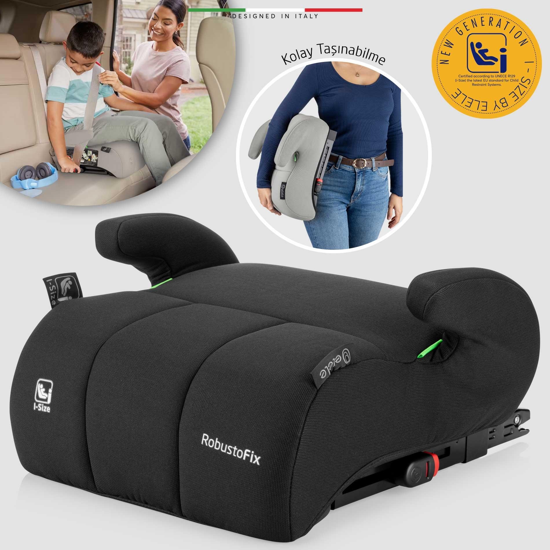 Elele RobustoFix I-Size Yükseltici Oto Koltuğu İsoFix 125-150 CM 15-36 KG Siyah
