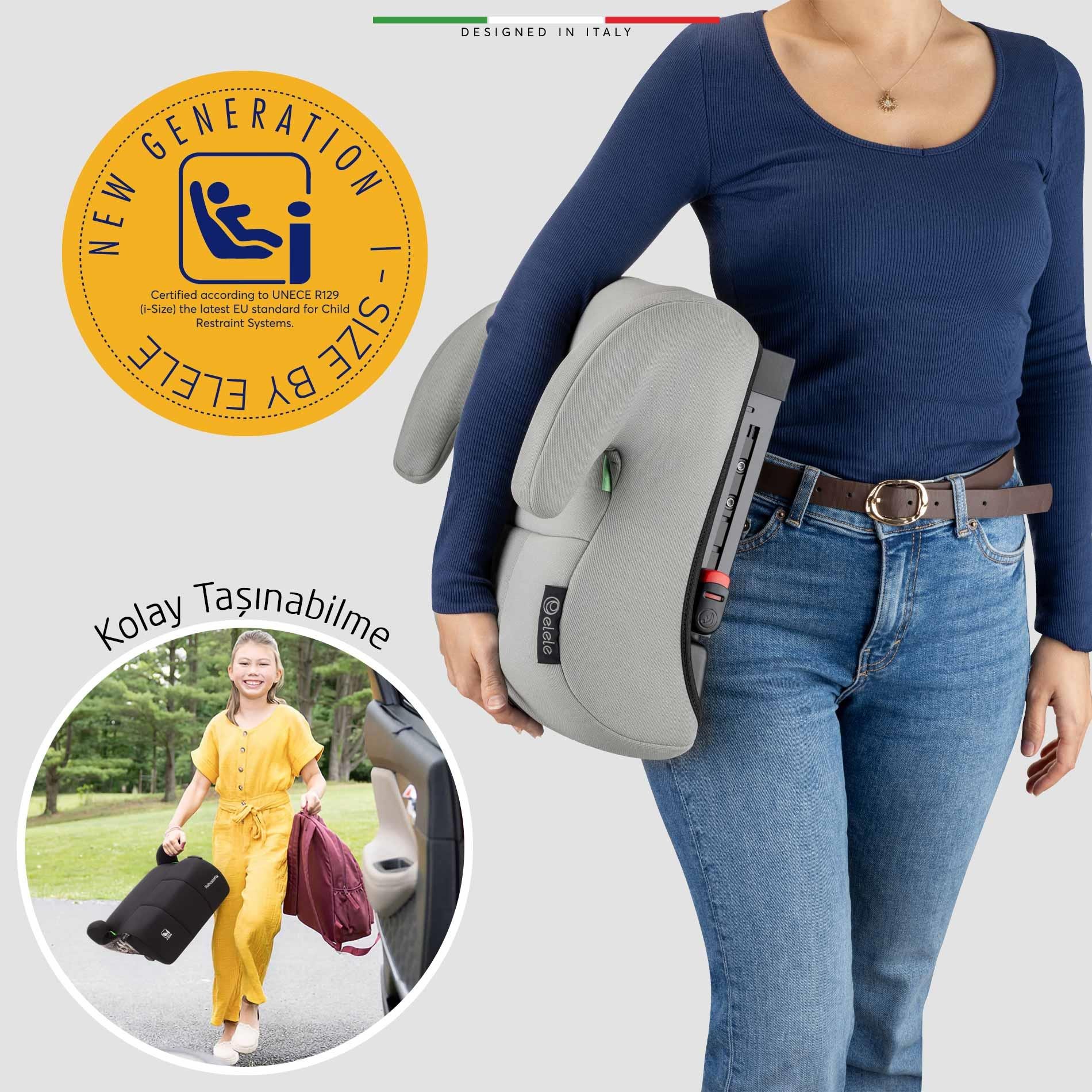 Elele RobustoFix I-Size Yükseltici Oto Koltuğu İsoFix 125-150 CM 15-36 KG Gri