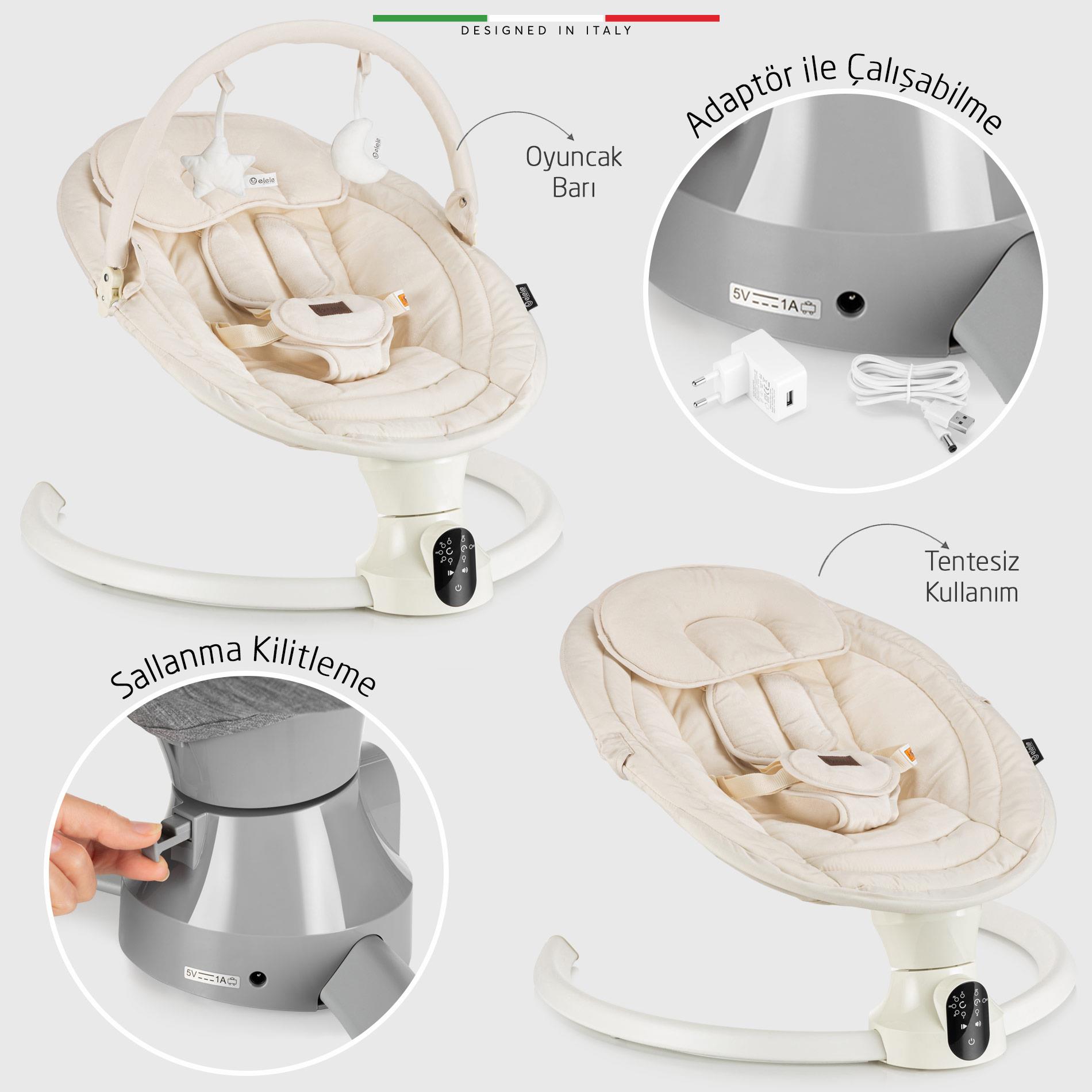 Elele Sette Elektrikli Otomatik Sallanan Ana Kucağı Bej