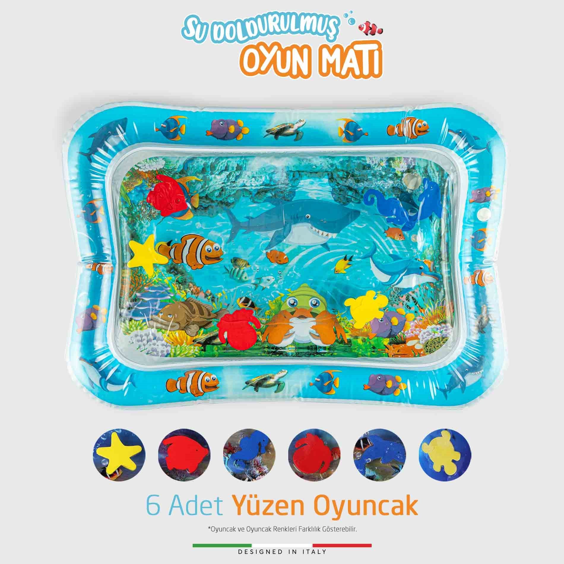 Elele Şişirilebilen Su Aktivite ve Oyun Matı Mavi