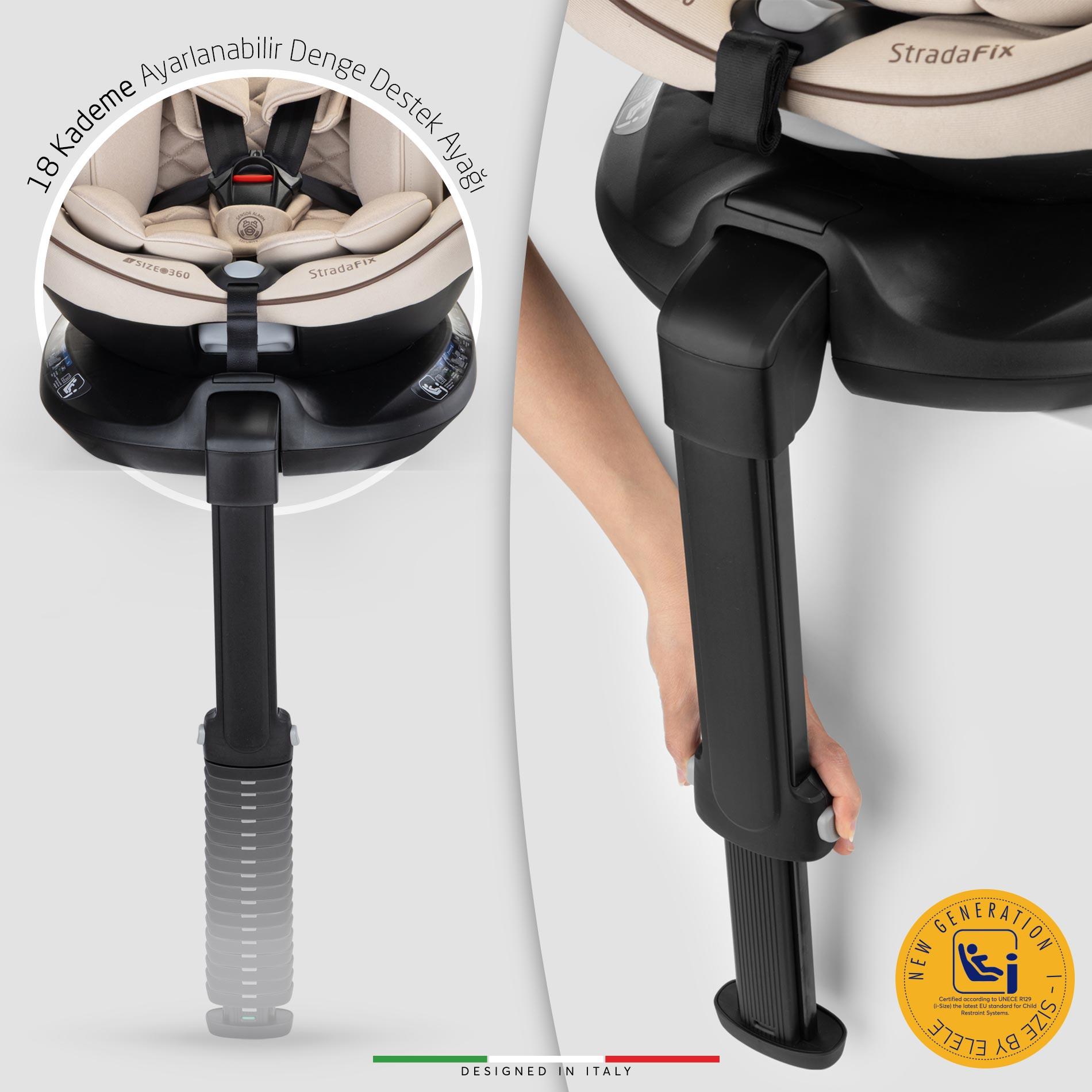 Elele StradaFix 360° Dönen I-Size Oto Koltuğu İsoFix 40-150 CM 0-36 KG Siyah