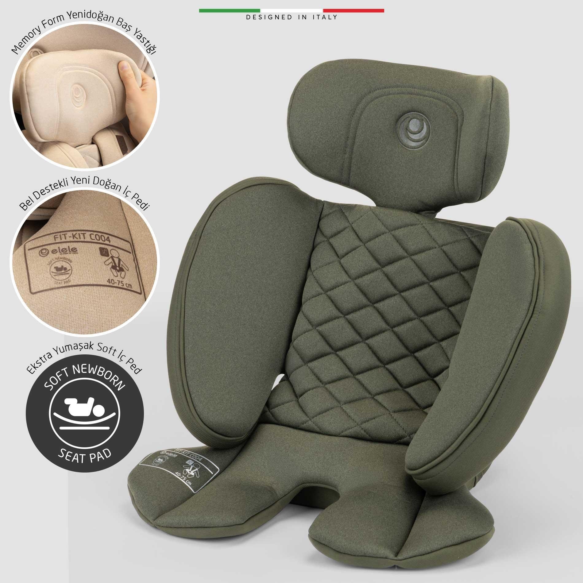 Elele StradaFix 360° Dönen I-Size Oto Koltuğu İsoFix 40-150 CM 0-36 KG Yeşil
