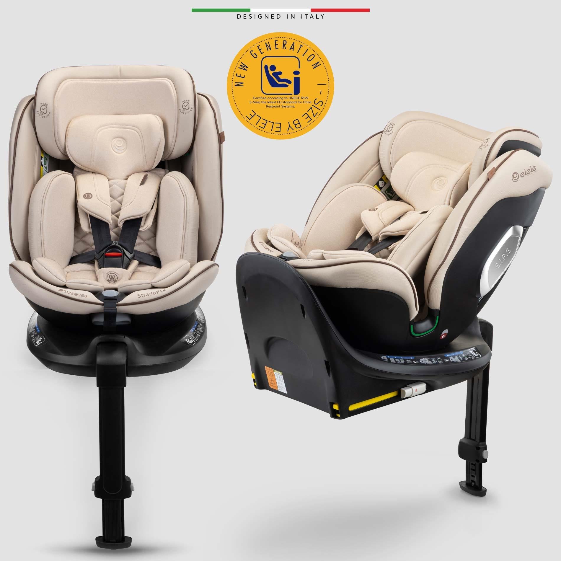 Elele StradaFix 360° Dönen I-Size Oto Koltuğu İsoFix 40-150 CM 0-36 KG Bej