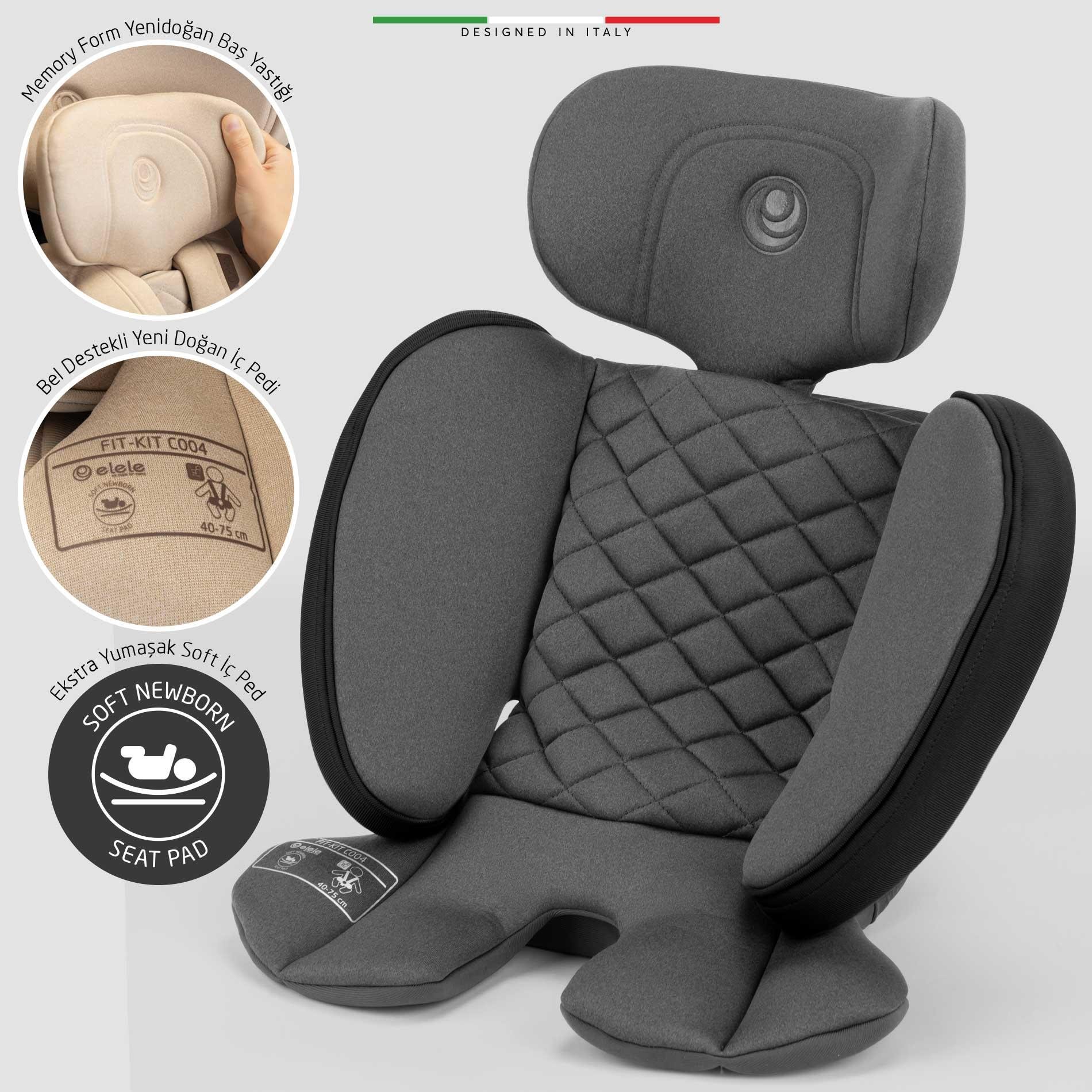 Elele StradaFix 360° Dönen I-Size Oto Koltuğu İsoFix 40-150 CM 0-36 KG Siyah