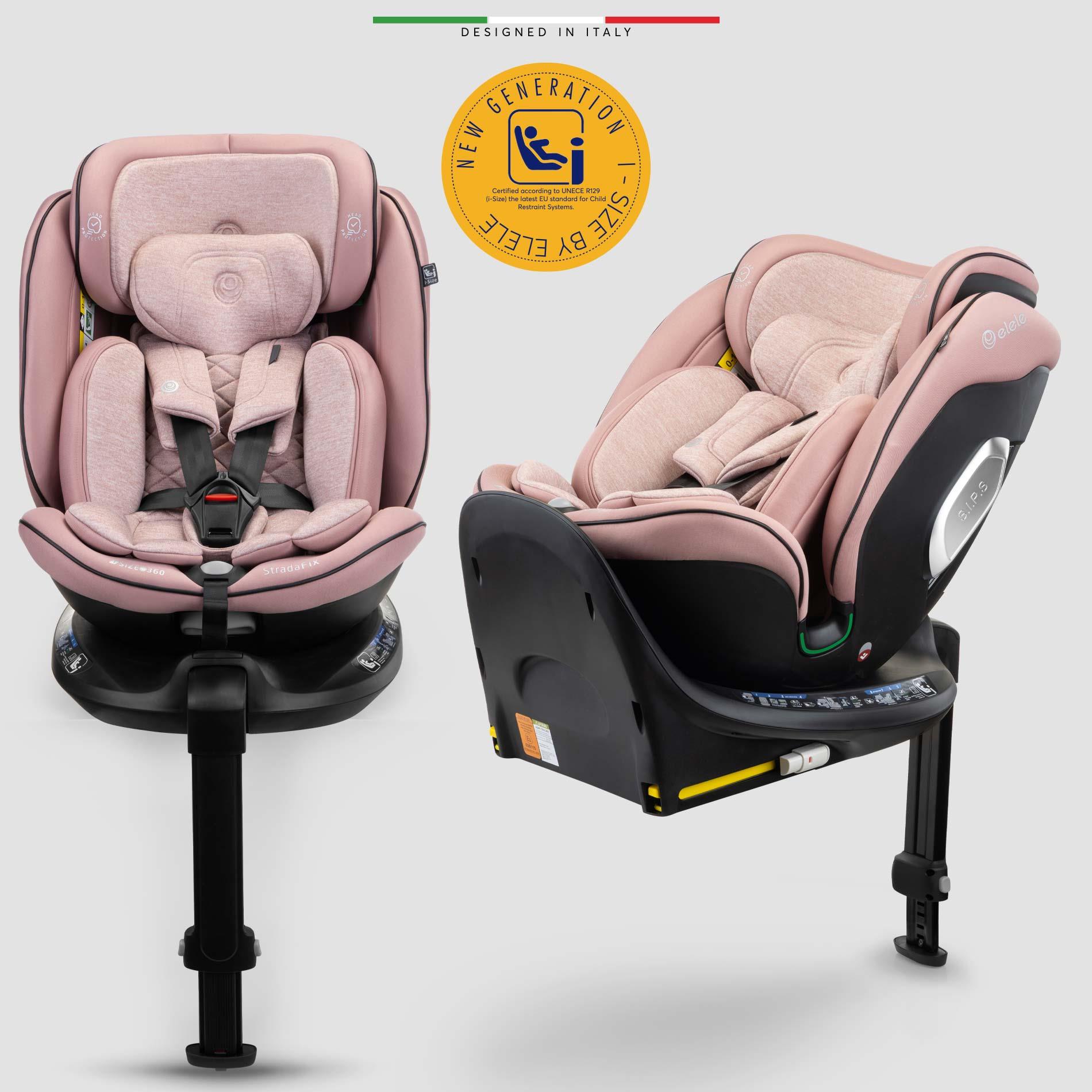 Elele StradaFix 360° Dönen I-Size Oto Koltuğu İsoFix 40-150 CM 0-36 KG Pudra
