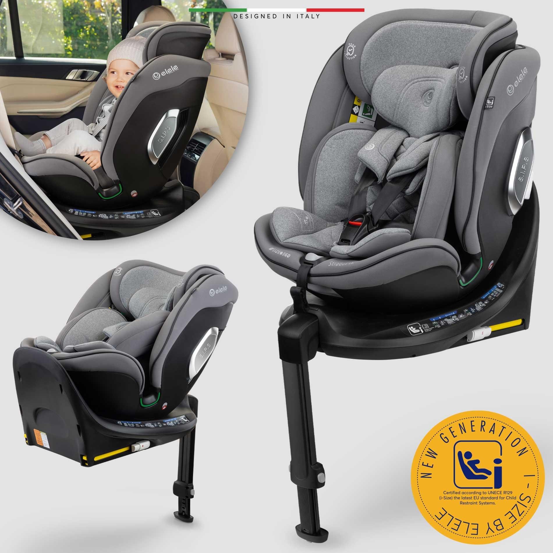 Elele StradaFix 360° Dönen I-Size Oto Koltuğu İsoFix 40-150 CM 0-36 KG Gri
