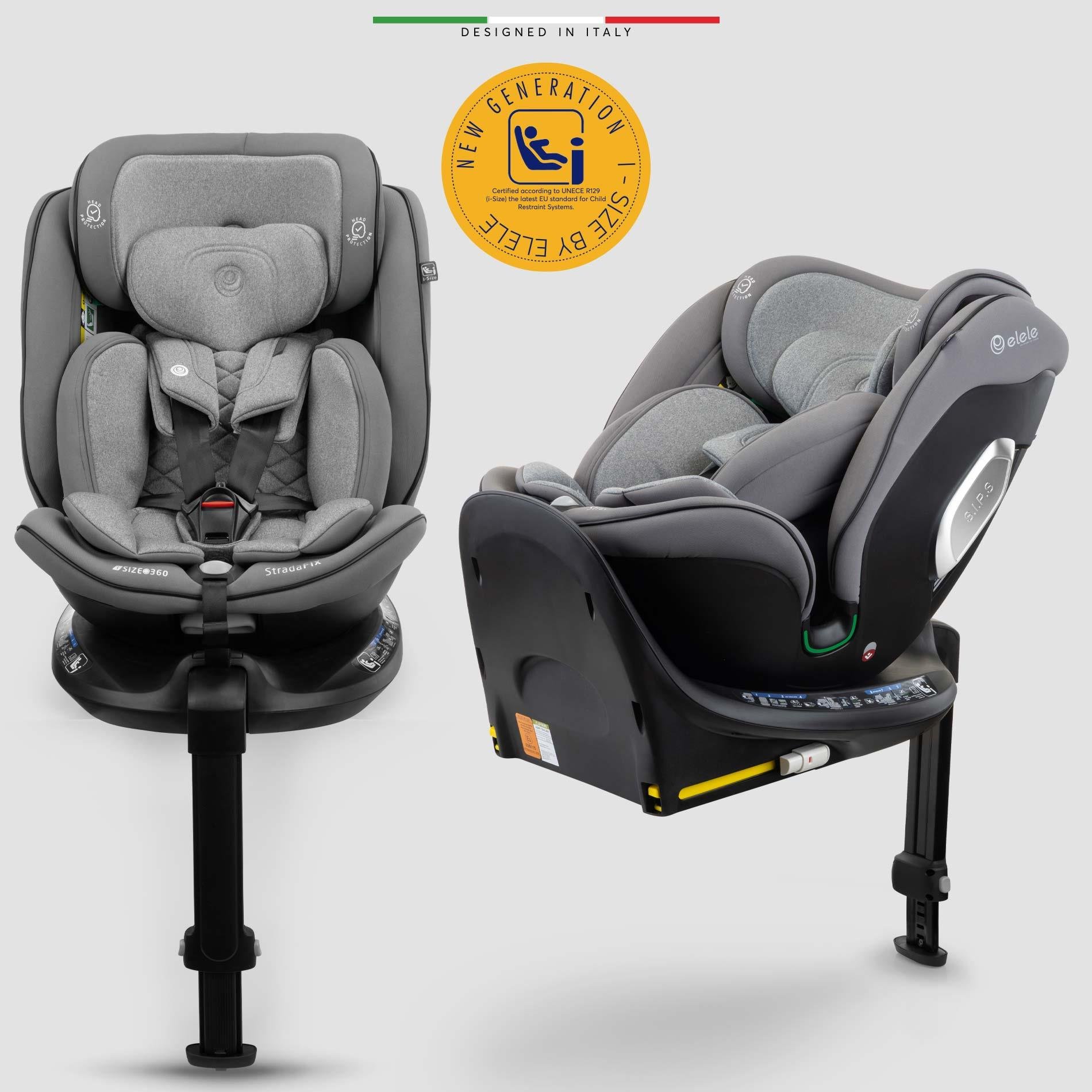 Elele StradaFix 360° Dönen I-Size Oto Koltuğu İsoFix 40-150 CM 0-36 KG Gri