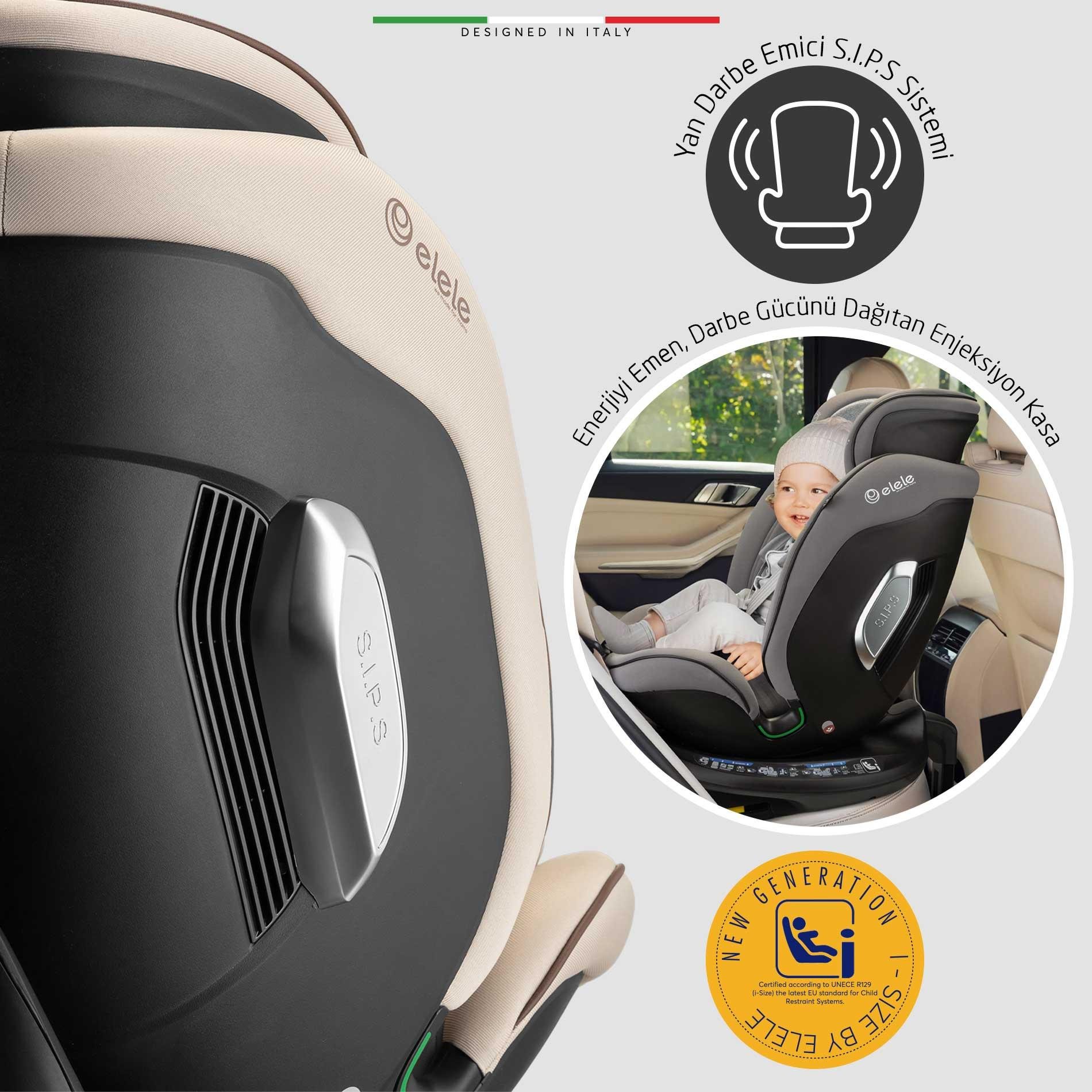 Elele StradaFix 360° Dönen I-Size Oto Koltuğu İsoFix 40-150 CM 0-36 KG Yeşil