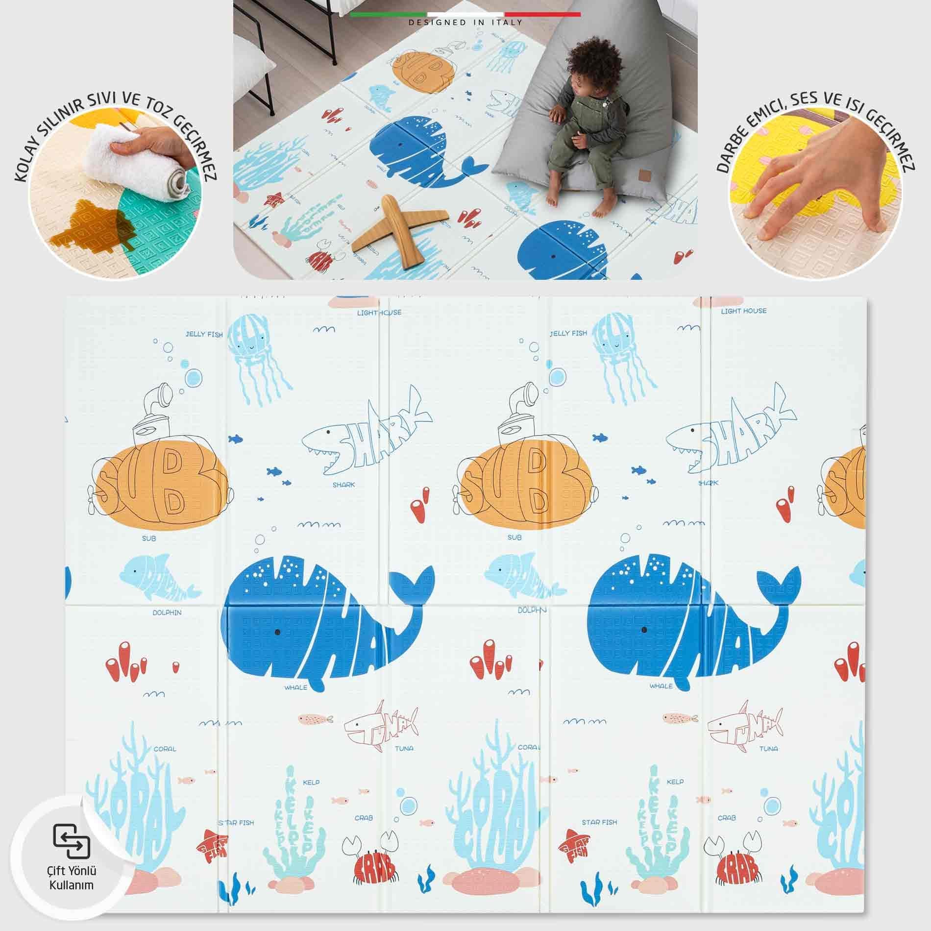 Elele Submarine Katlanabilir Oyun Matı Oyun Halısı 180x200x1,5 Cm XFD310 Submarine