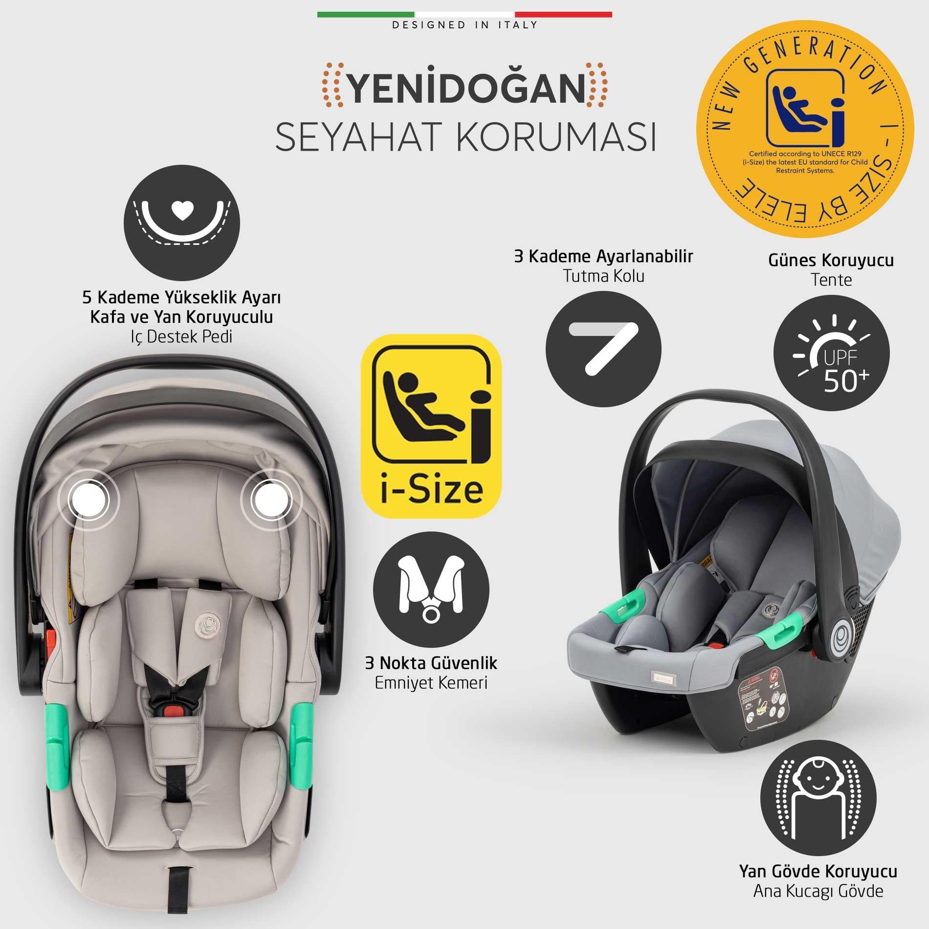 Elele Vita Premium Kabin Tipi Travel Sistem Bebek Arabası Silver Gri