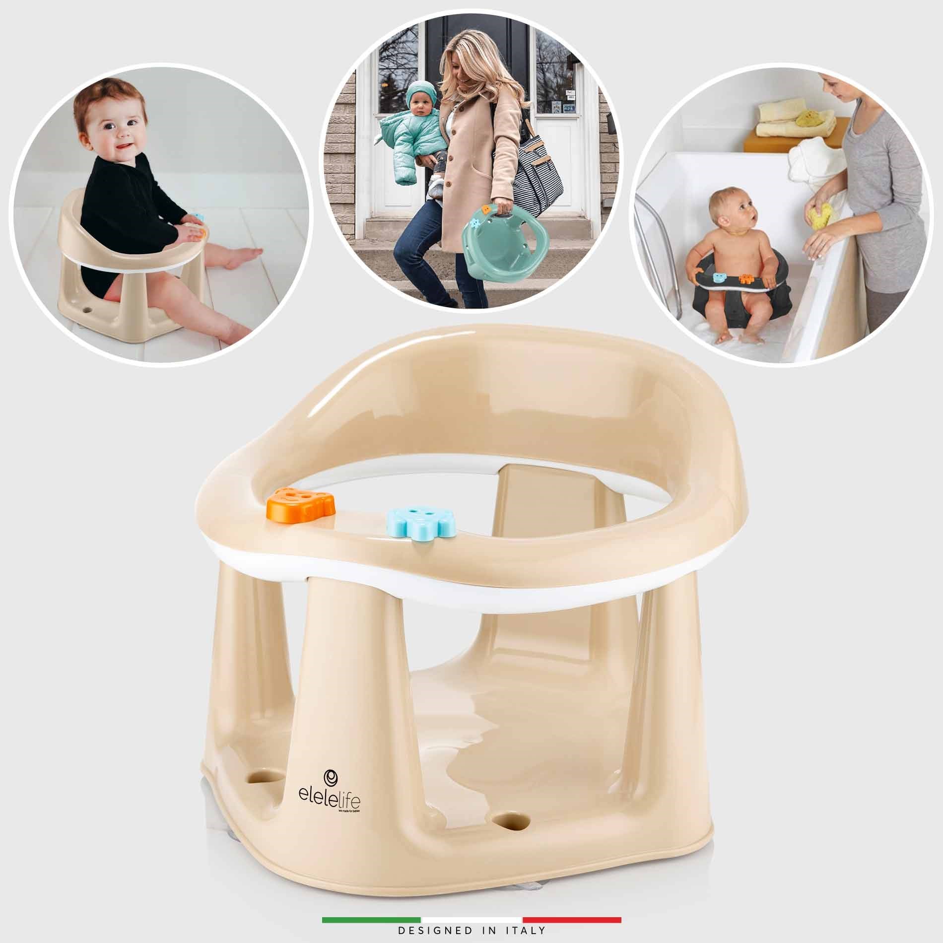 EleleLife 2in1 Vakum Bebek Banyo Oturağı ve Mama Oturağı Krem