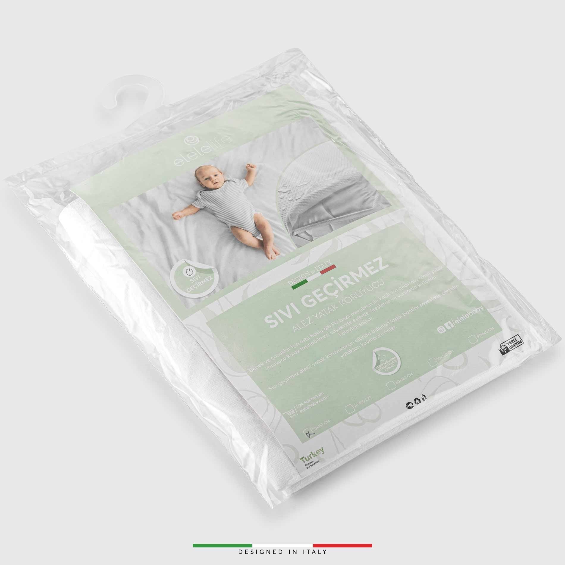 EleleLife 70*110 Sıvı Geçirmez Lastikli Bebek Yatak Koruyucu Alez