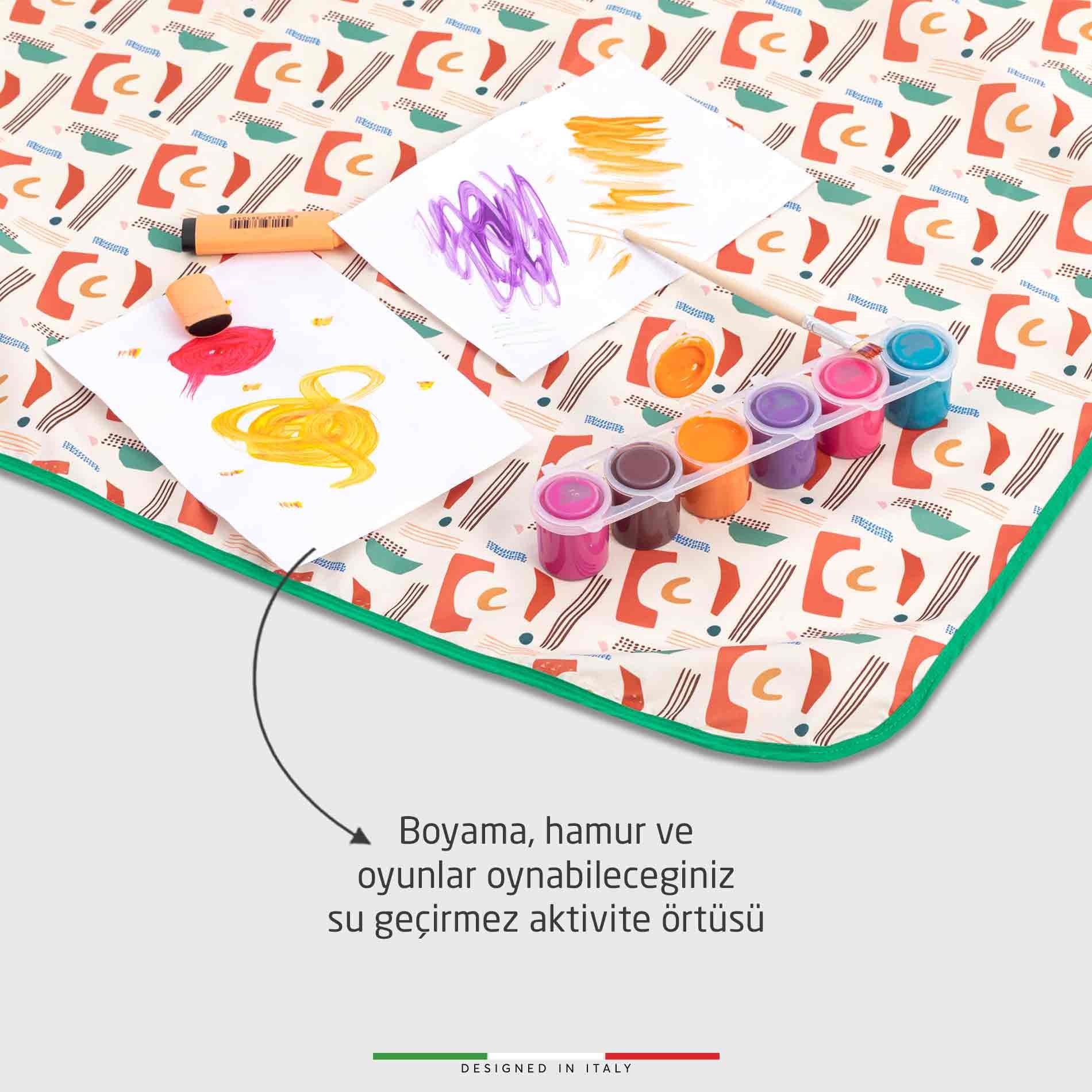 EleleLife Aktivite ve Mama Sandalyesi Örtüsü Sıvı Geçirmez Leke Tutmaz 150x100 Fiore