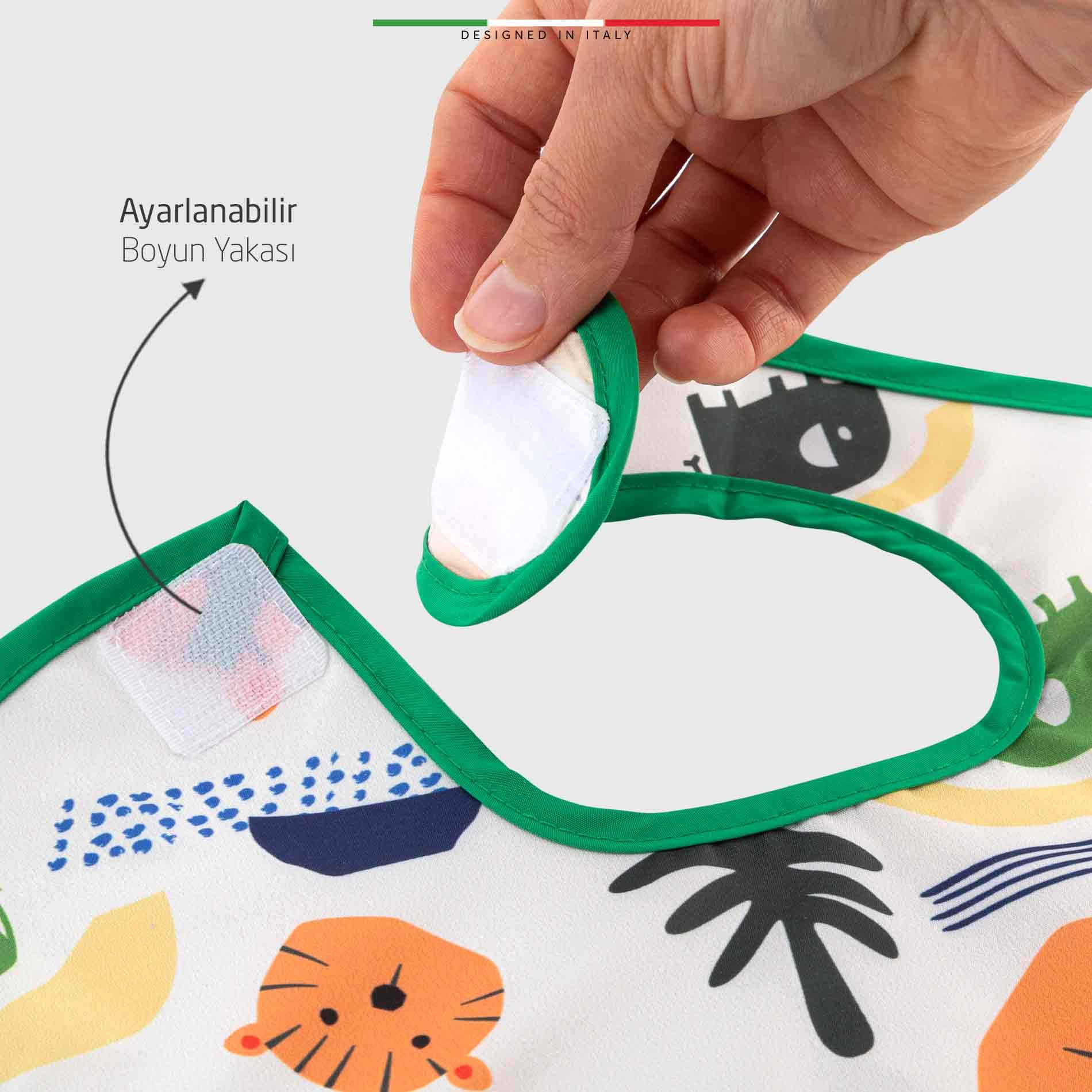 Elelelife Bebek Mama Önlüğü Sıvı Geçirmez Leke Tutmaz Cepli 6-24 Ay Shapes
