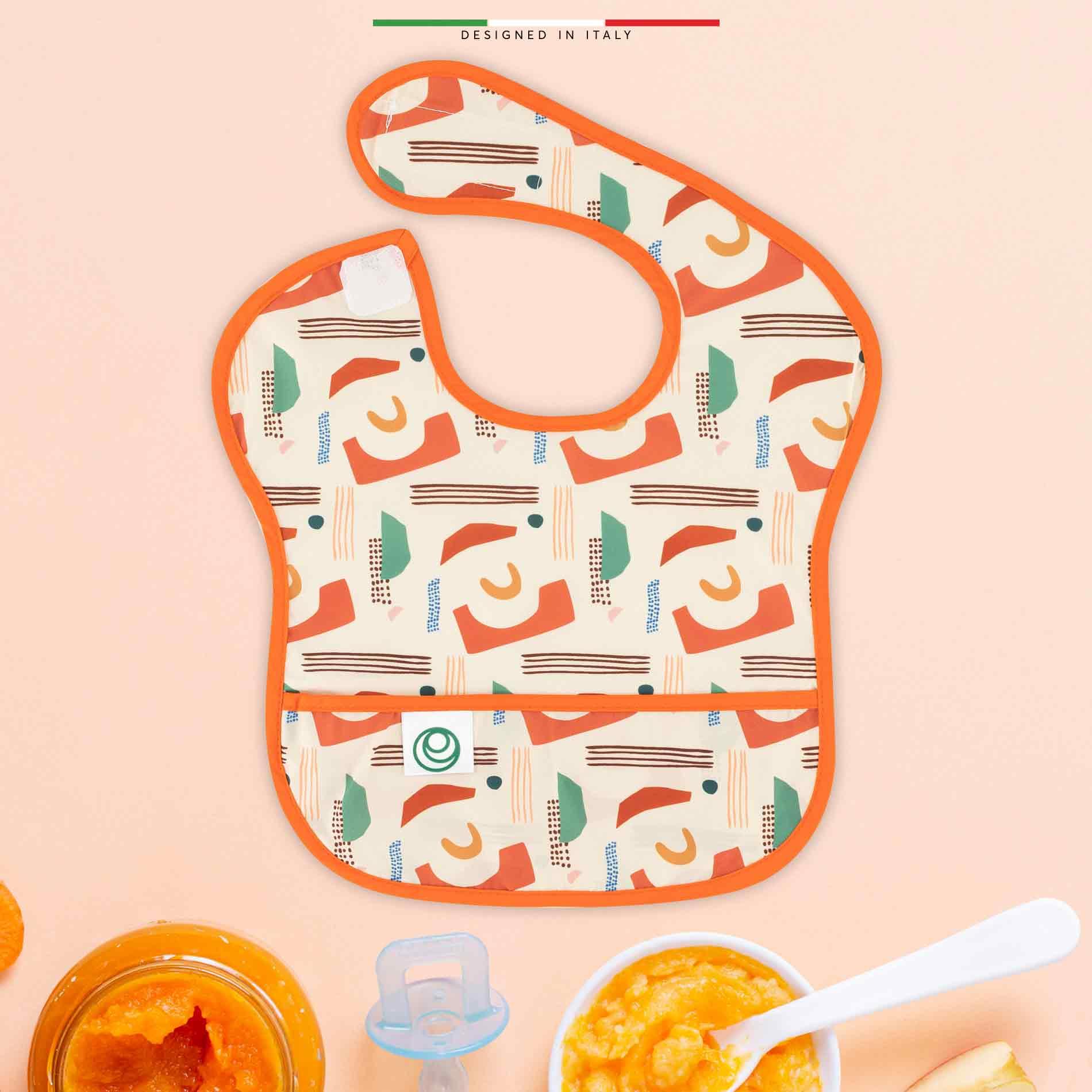 Elelelife Bebek Mama Önlüğü Sıvı Geçirmez Leke Tutmaz Cepli 6-24 Ay Shapes