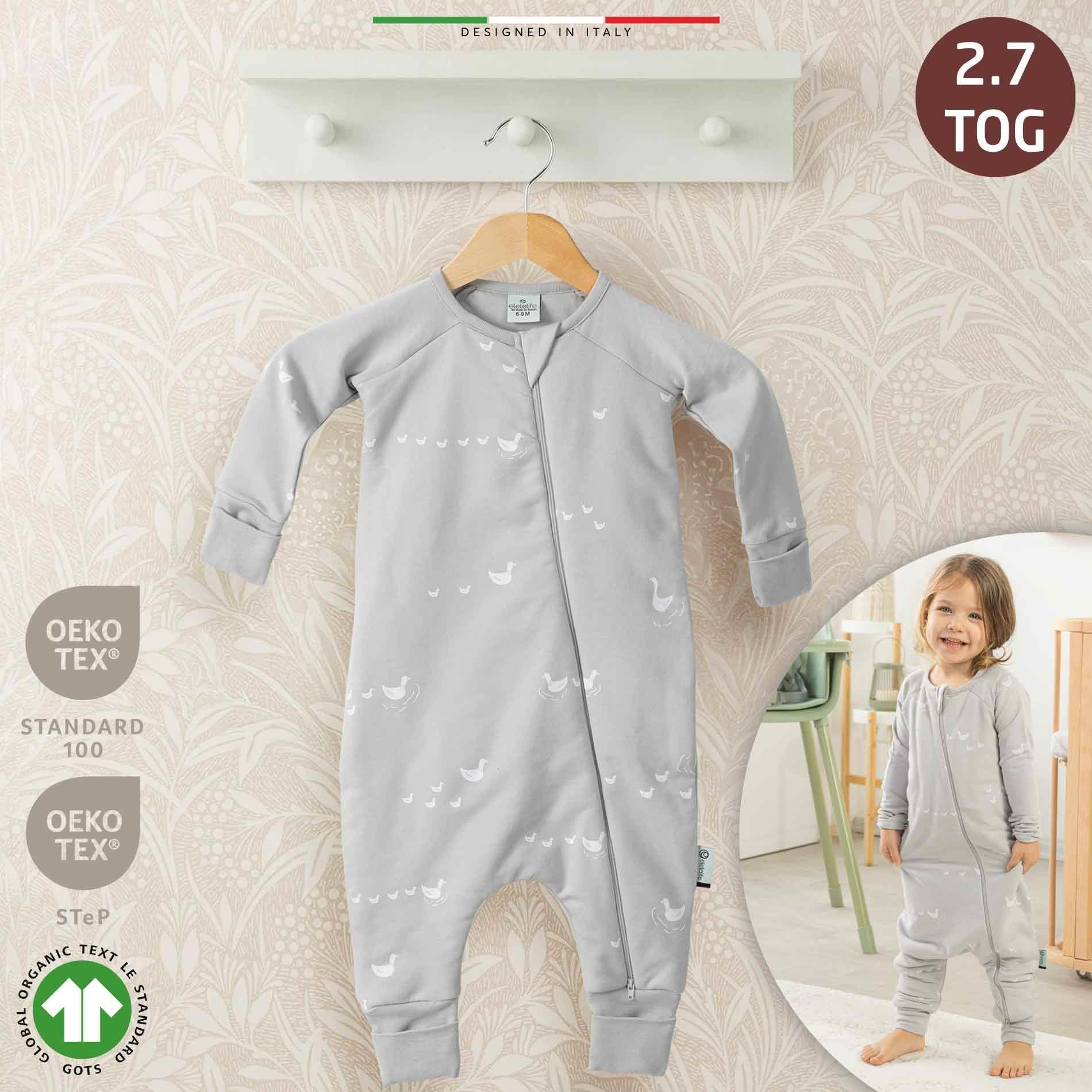 EleleLife Dolgulu Çoçuk/Bebek Uyku Tulumu 2.7 Tog Gri Pato