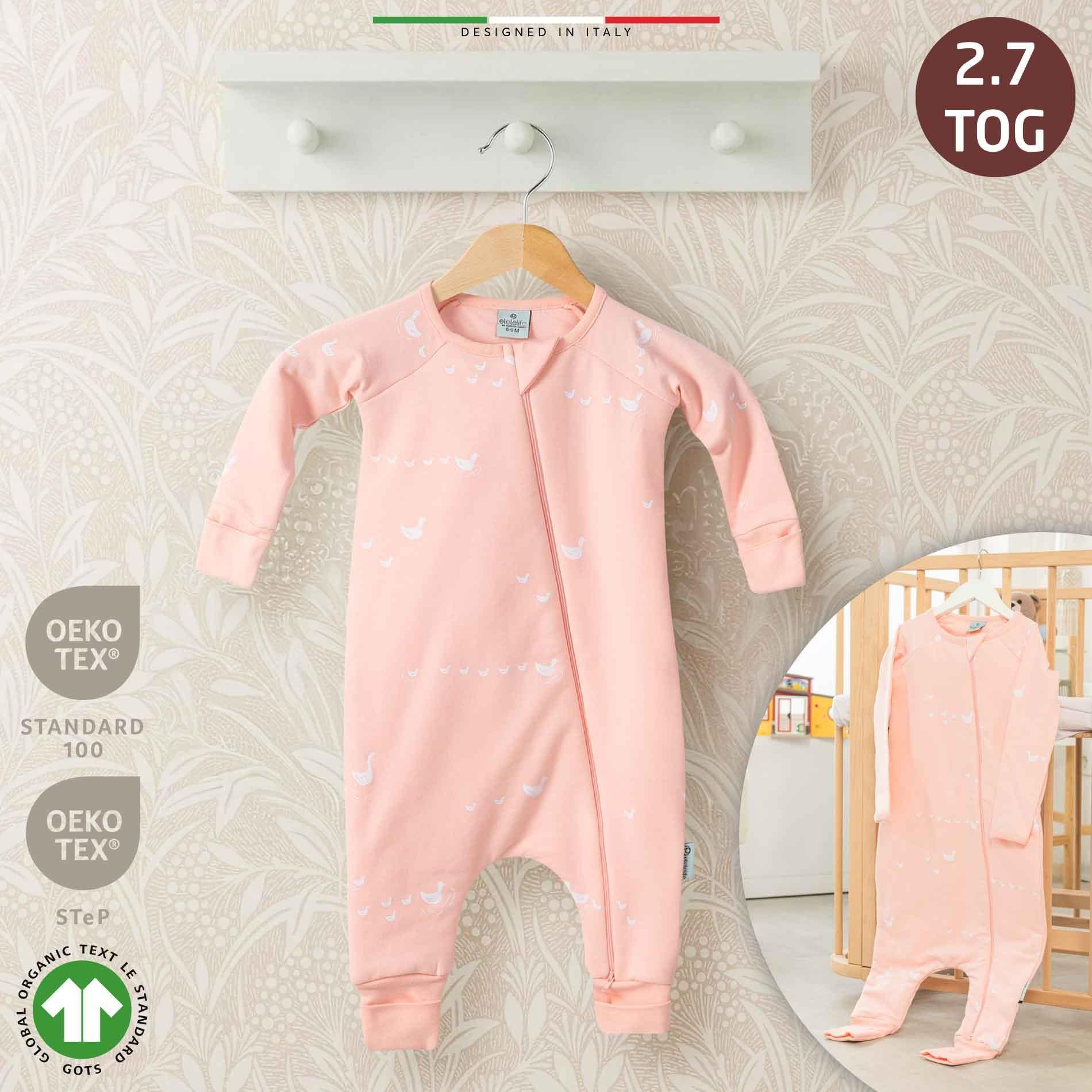 EleleLife Dolgulu Çoçuk/Bebek Uyku Tulumu 2.7 Tog Pudra Pato