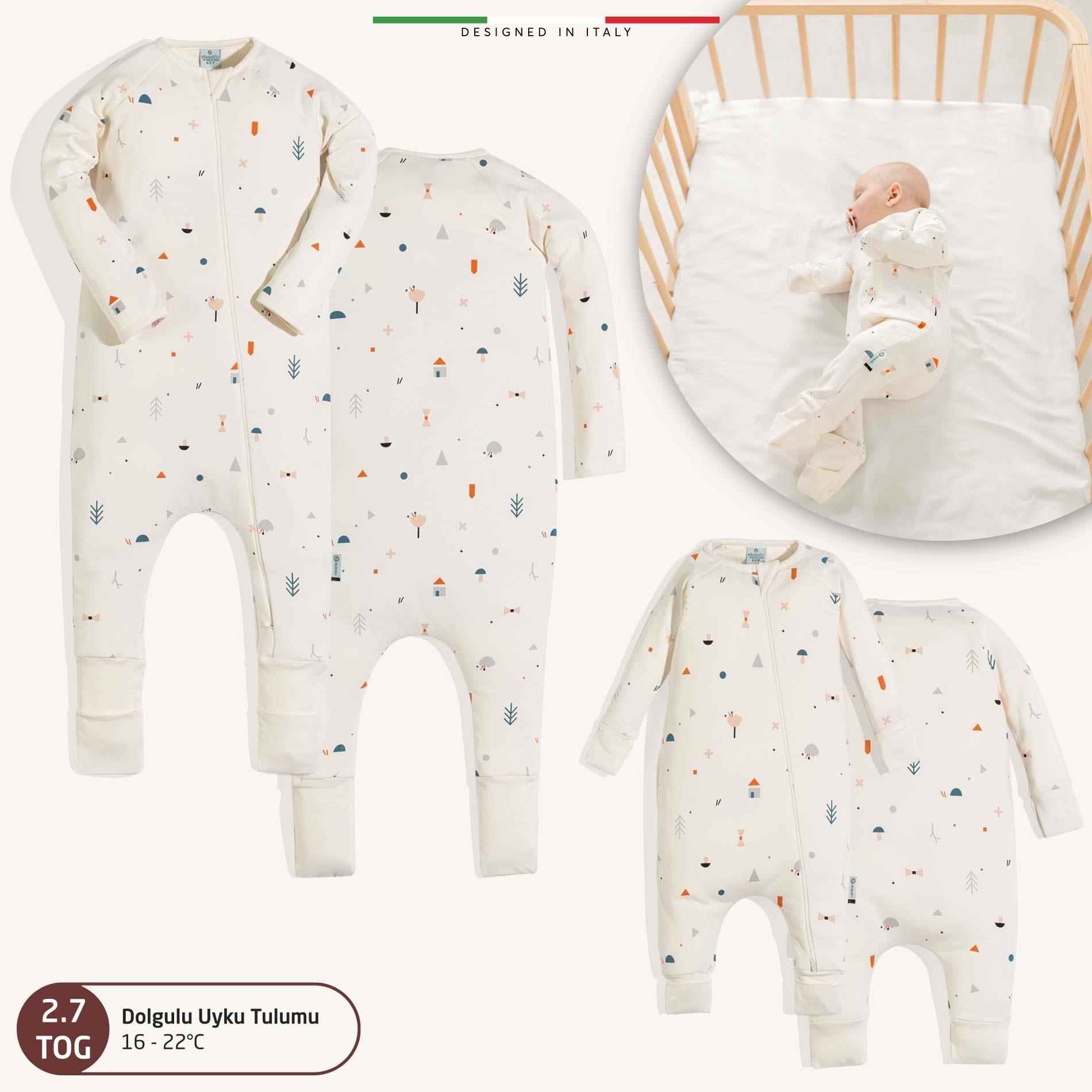 EleleLife Dolgulu Çoçuk/Bebek Uyku Tulumu 2.7 Tog Krem Mono