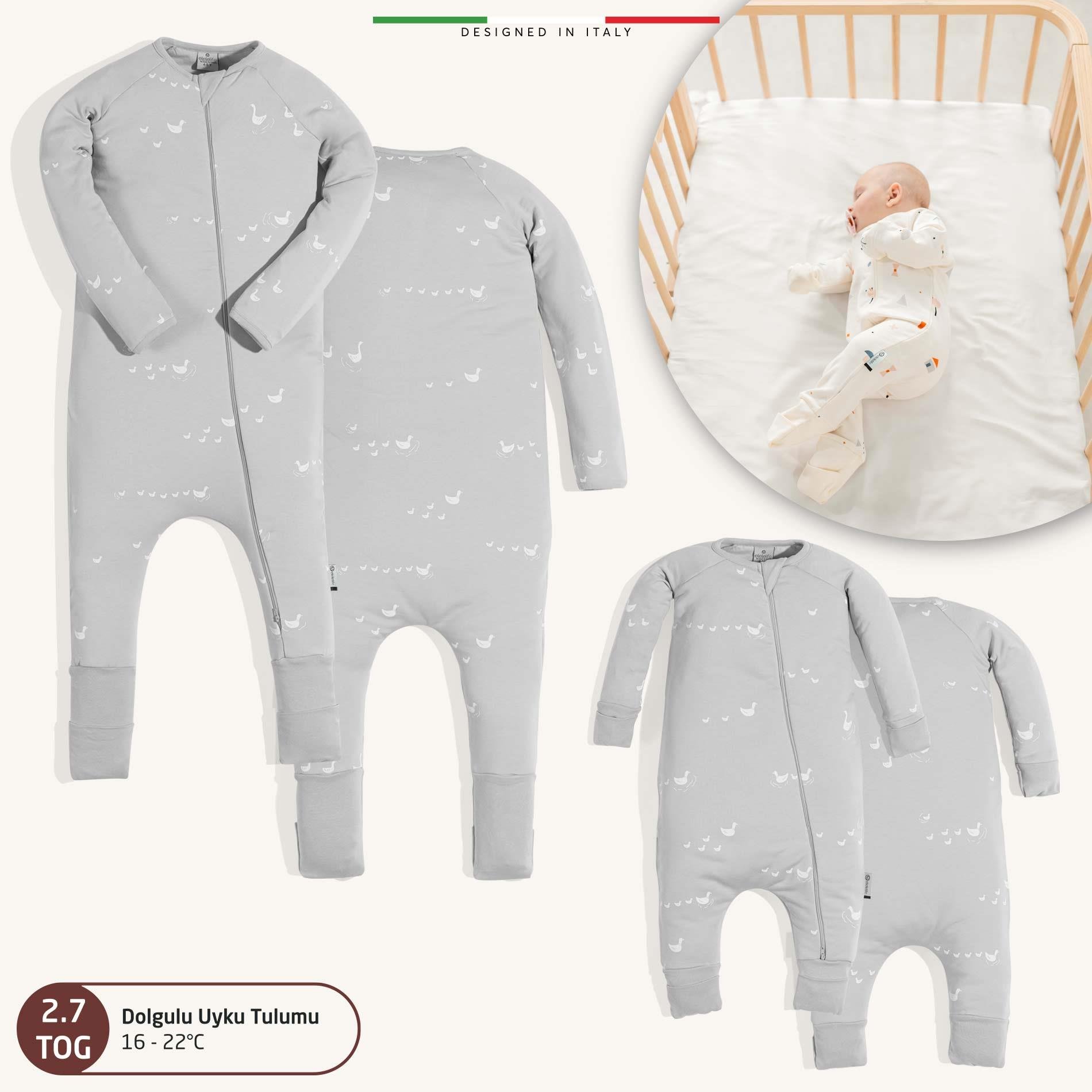 EleleLife Dolgulu Çoçuk/Bebek Uyku Tulumu 2.7 Tog Gri Pato