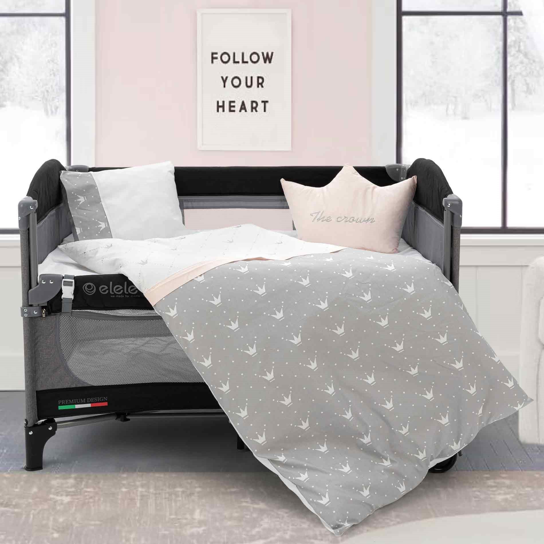 EleleLife Letto 6 Parça Park Yatak Bebek Uyku Seti Pudra