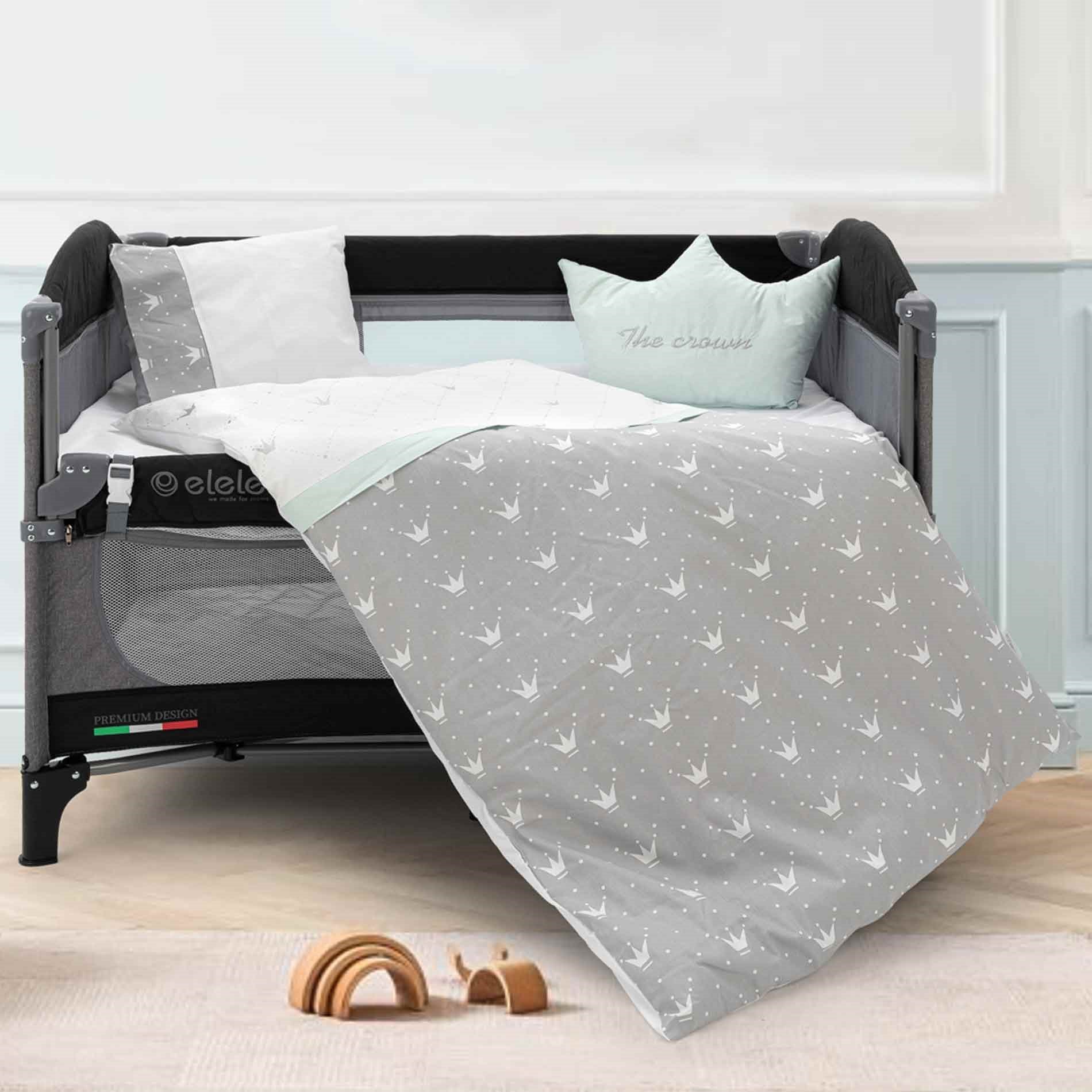 EleleLife Letto 6 Parça Park Yatak Bebek Uyku Seti Mint