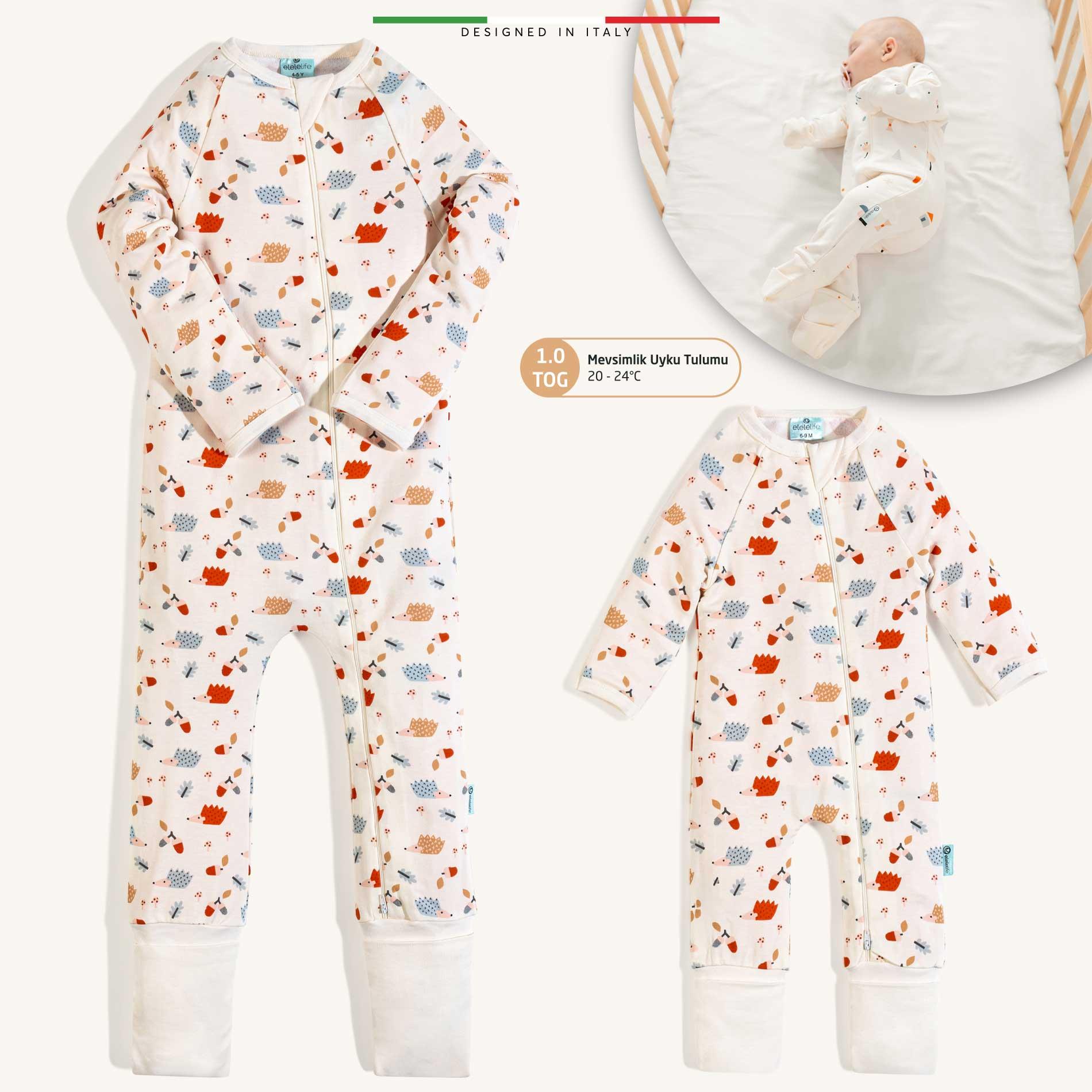 EleleLife Mevsimlik Çoçuk/Bebek Uyku Tulumu 1 Tog Ekru Riccio