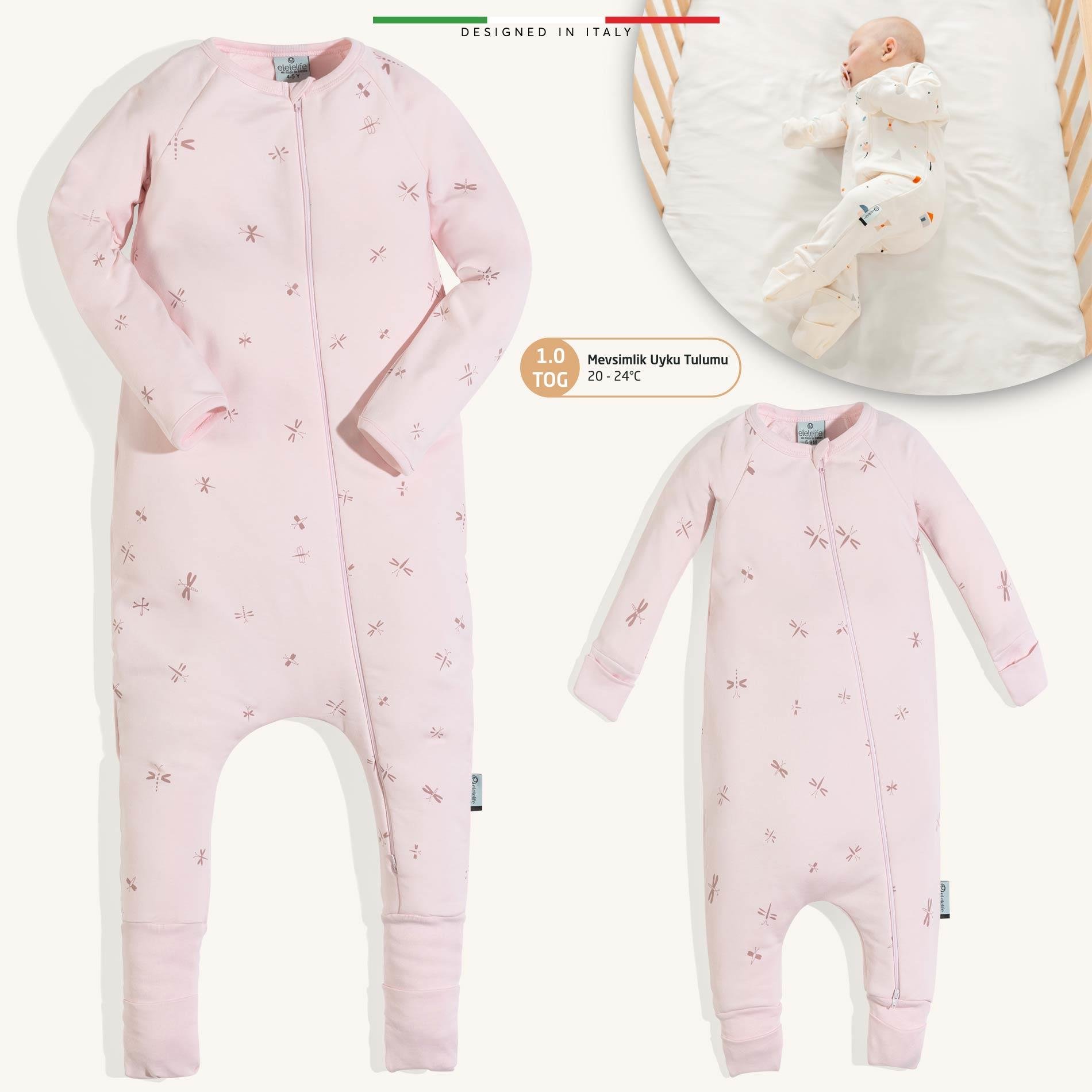 EleleLife Mevsimlik Çoçuk/Bebek Uyku Tulumu 1 Tog Pembe Sanno