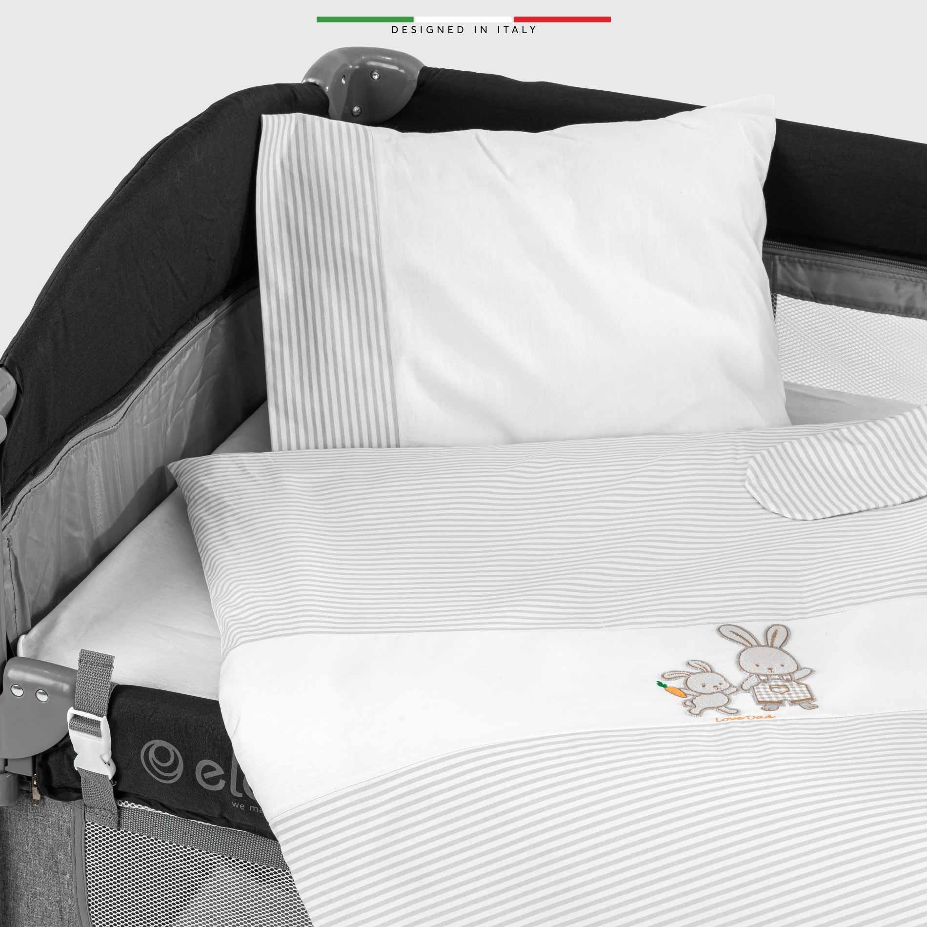 EleleLife Rabbit 6 Parça Oyun Parkı Park Yatak Bebek Uyku Seti Gri