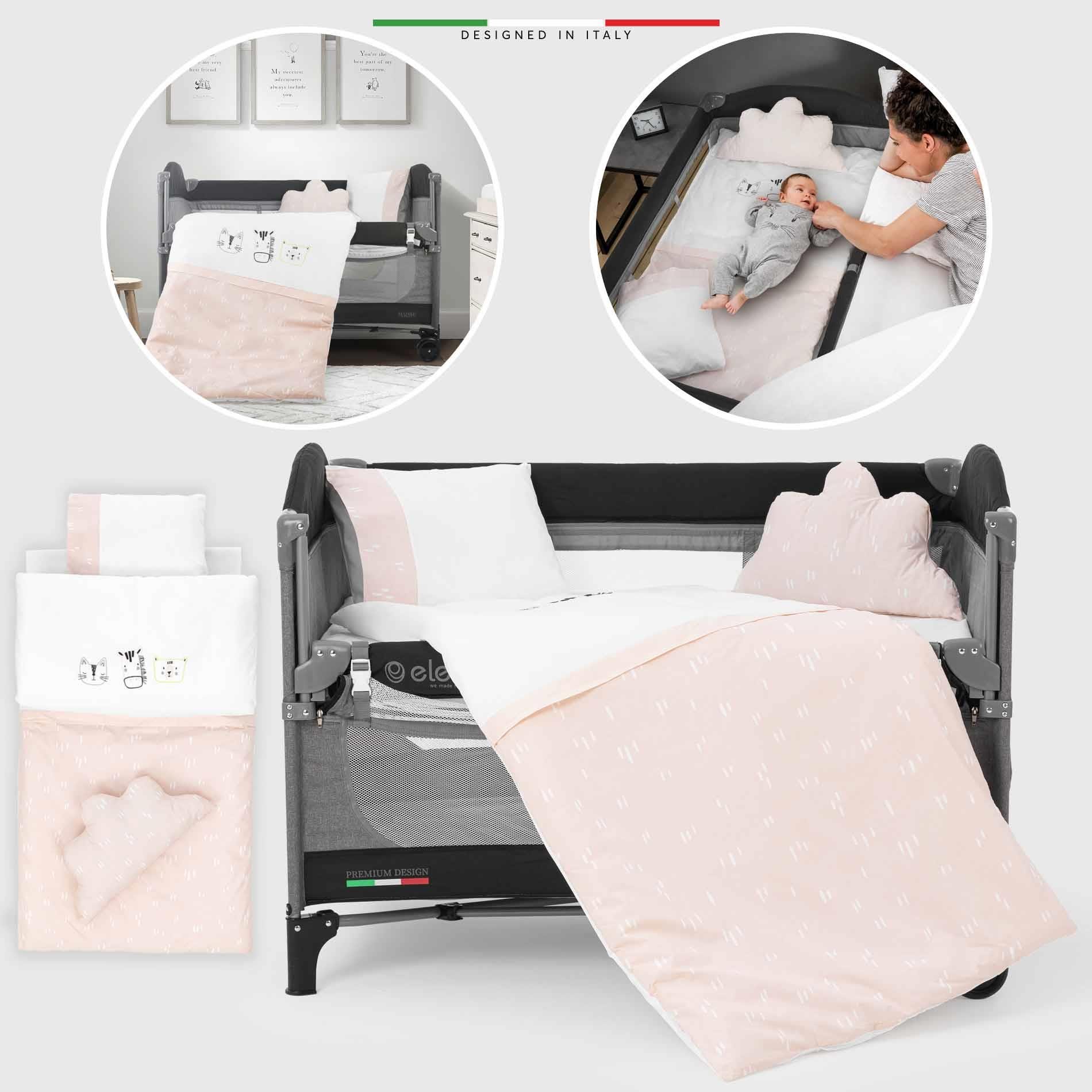 EleleLife Rain 6 Parça Oyun Parkı Park Yatak Bebek Uyku Seti Pudra