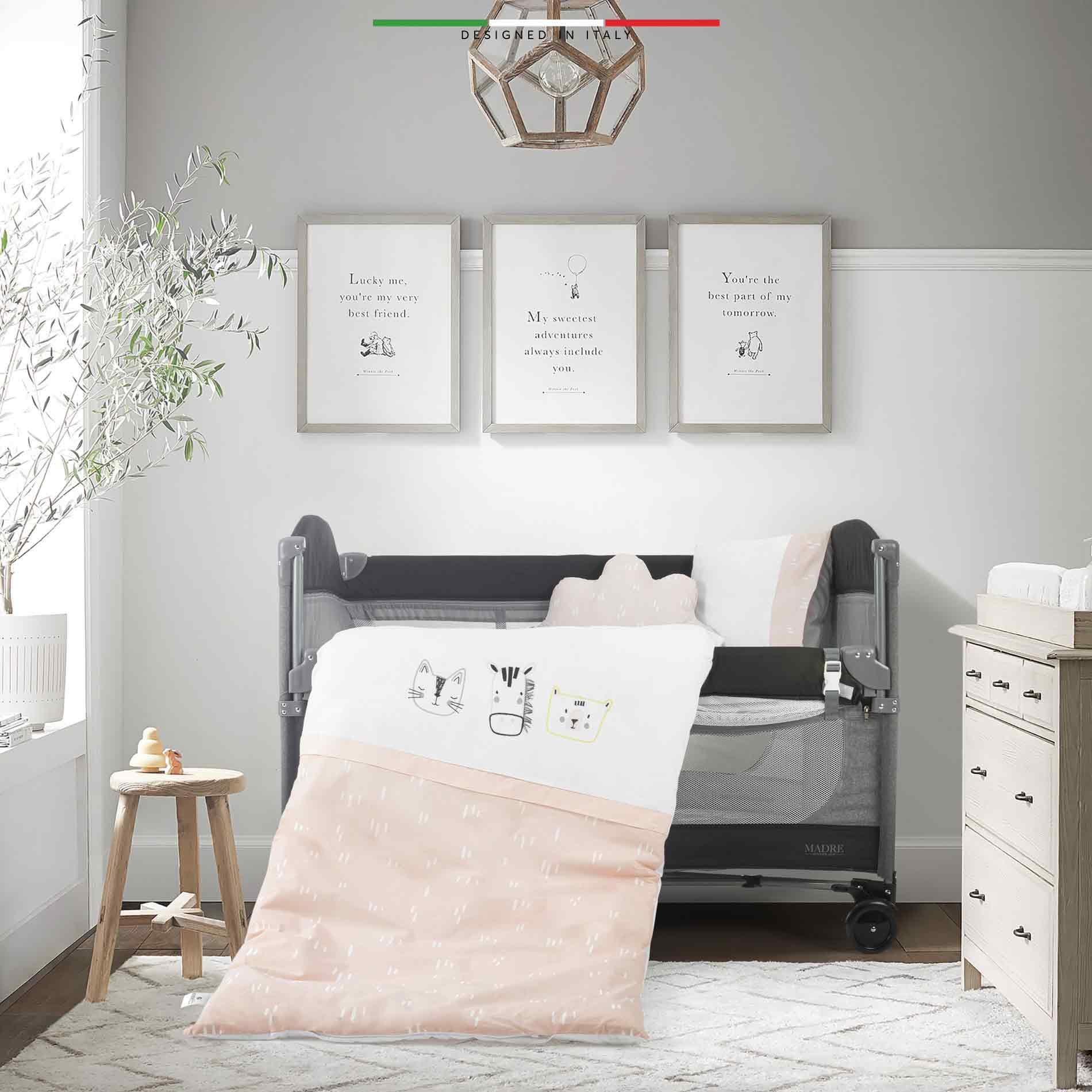 EleleLife Rain 6 Parça Oyun Parkı Park Yatak Bebek Uyku Seti Pudra