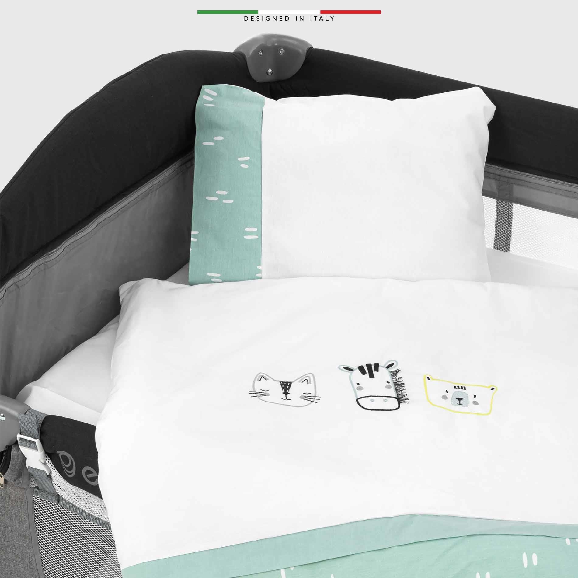 EleleLife Rain 6 Parça Oyun Parkı Park Yatak Bebek Uyku Seti Mint