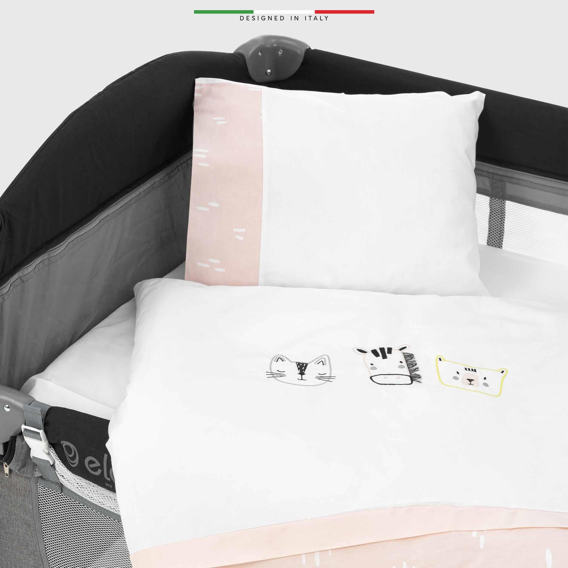 EleleLife Rain 6 Parça Oyun Parkı Park Yatak Bebek Uyku Seti Pudra