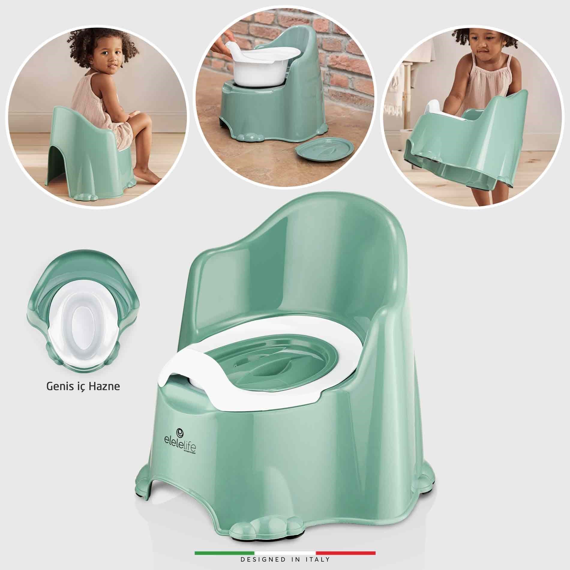 EleleLife Tuvalet Eğitimi için Taşınabilir Bebek Lazımlık Yeşil