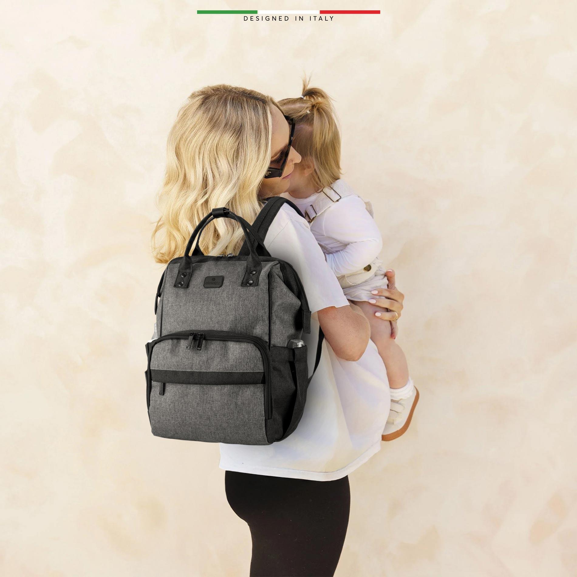 EleleLife Venice 3in1 Anne Bebek Bakım Çantası Siyah-Gri