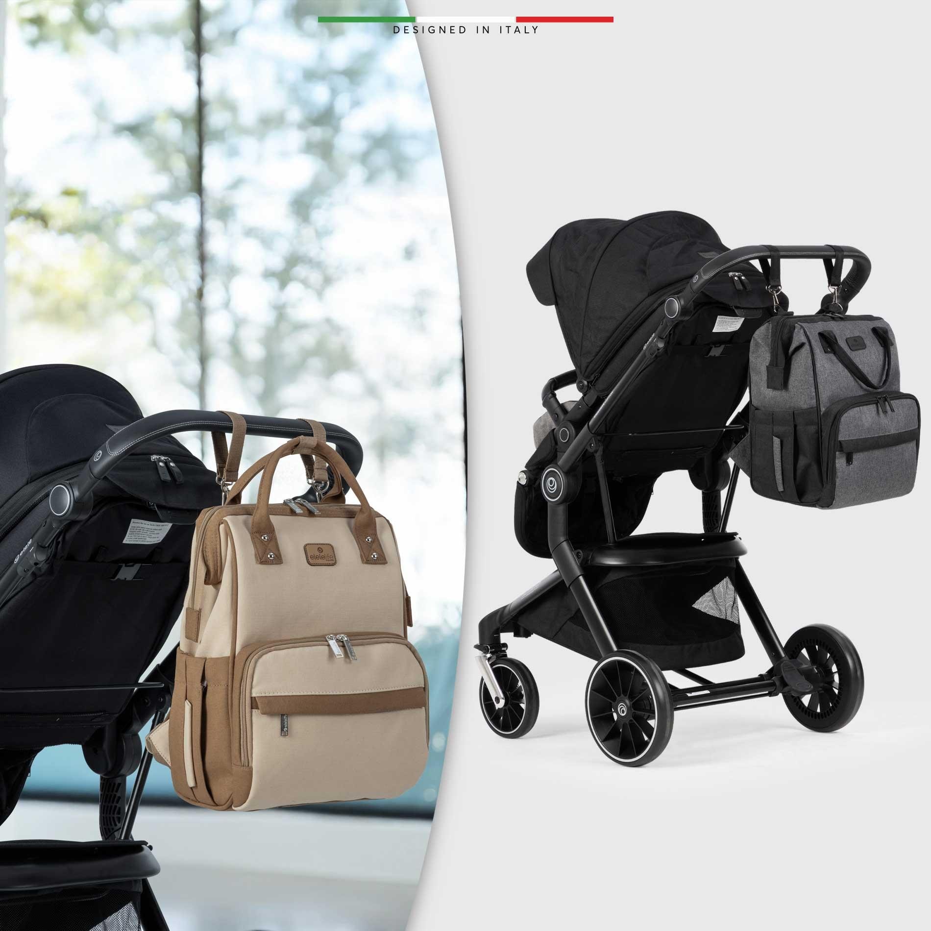 EleleLife Venice 3in1 Anne Bebek Bakım Çantası Siyah-Gri