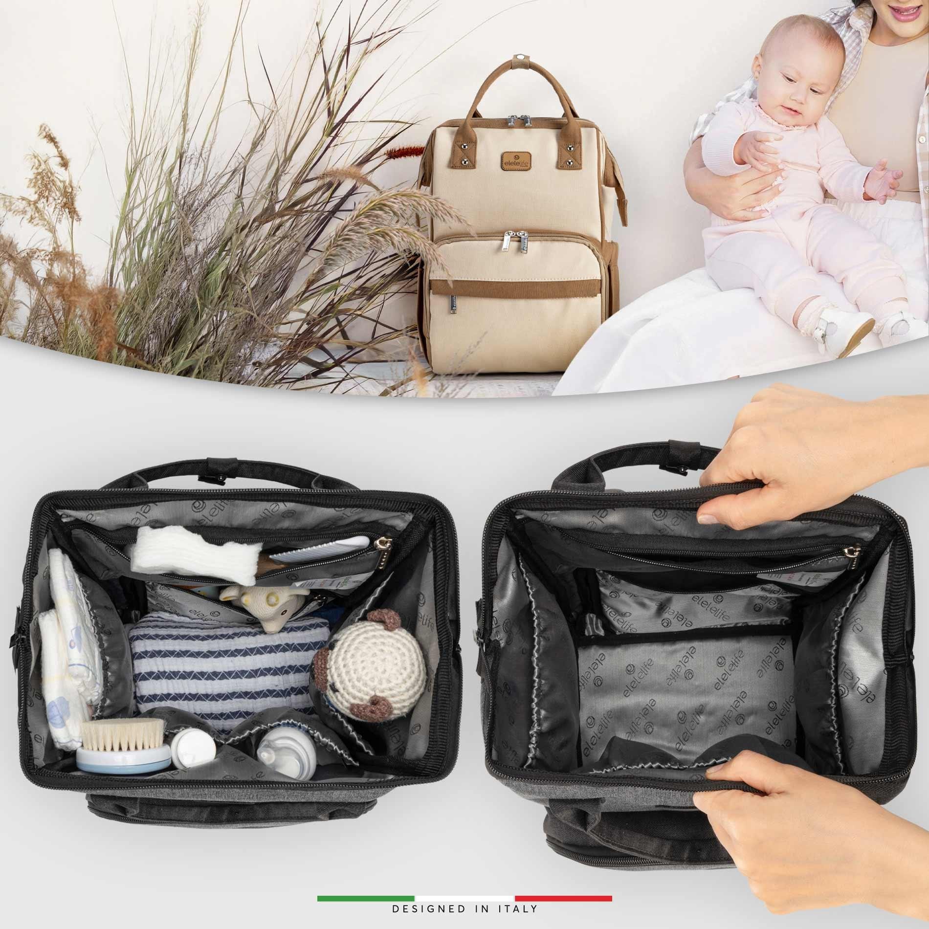 EleleLife Venice 3in1 Anne Bebek Bakım Çantası Siyah-Gri