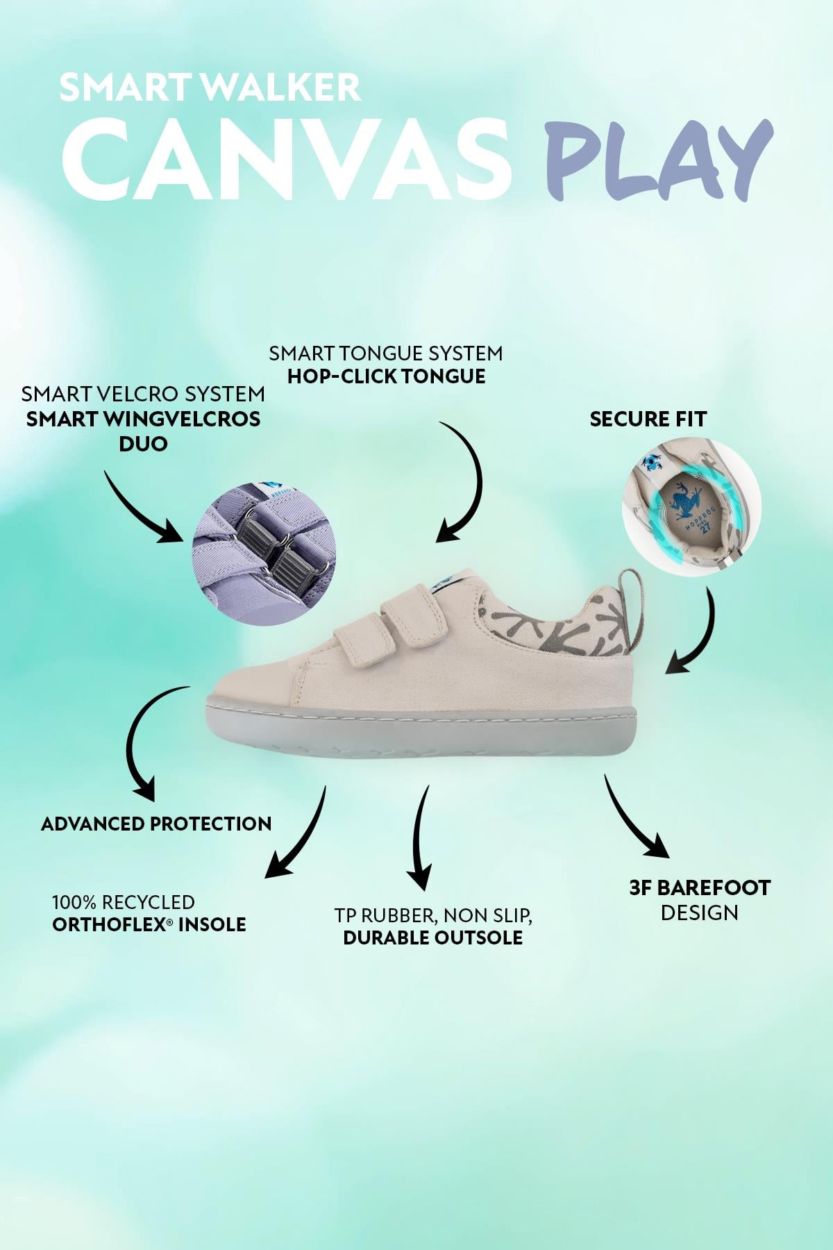 Smart Walker Canvas Play Beyaz Barefoot Çocuk Ayakkabı